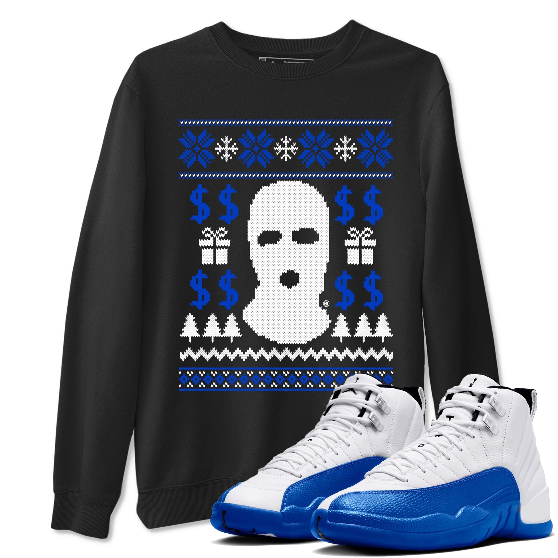12s Blueberry shirts to match jordans Gangster Ugly Sweater sneaker match tees Air Jordan 12 Blueberry match shoes to clothes SNRT Sneaker Tees unisex cotton Black 1 shirts