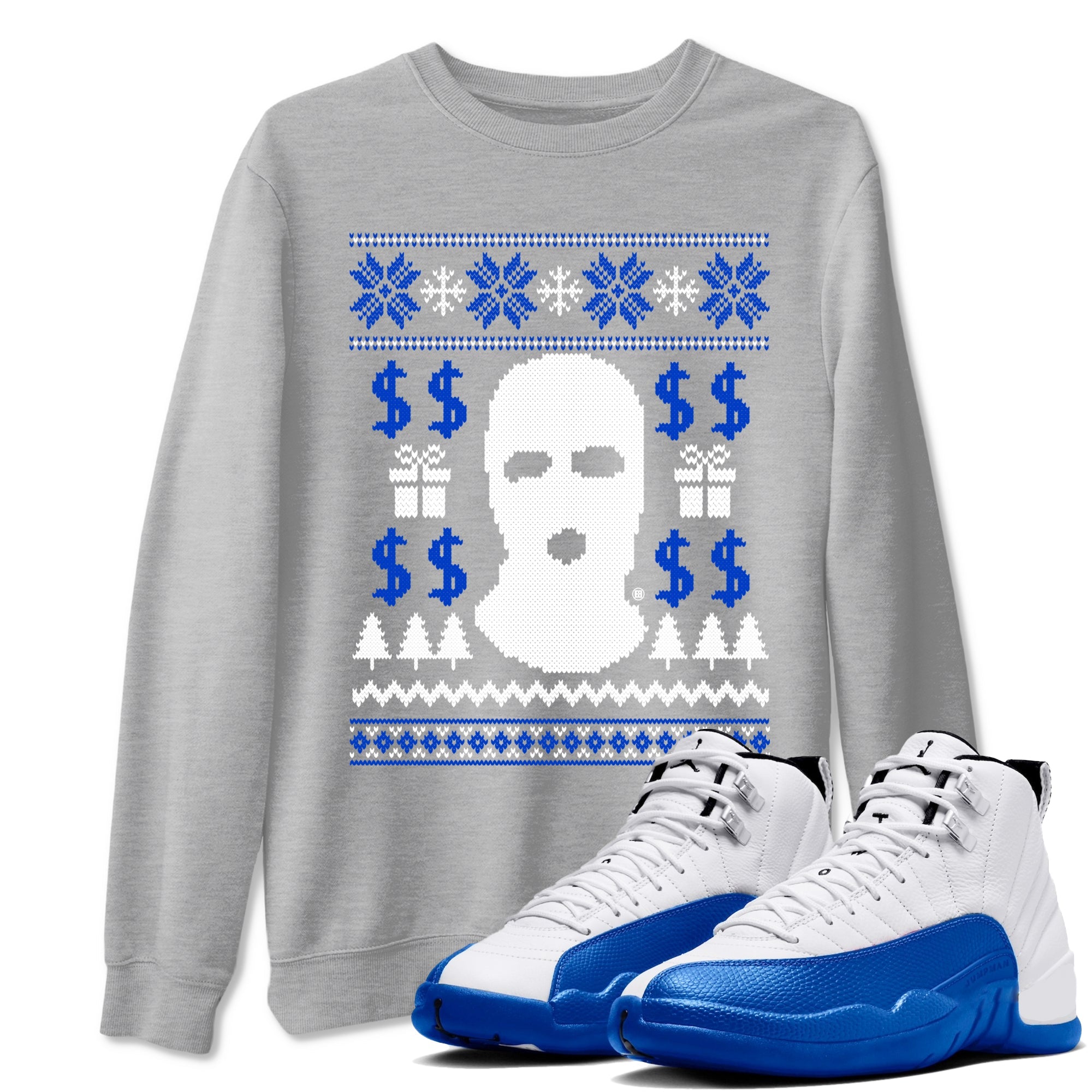 12s Blueberry shirts to match jordans Gangster Ugly Sweater sneaker match tees Air Jordan 12 Blueberry match shoes to clothes SNRT Sneaker Tees unisex cotton Heather Grey 1 shirts