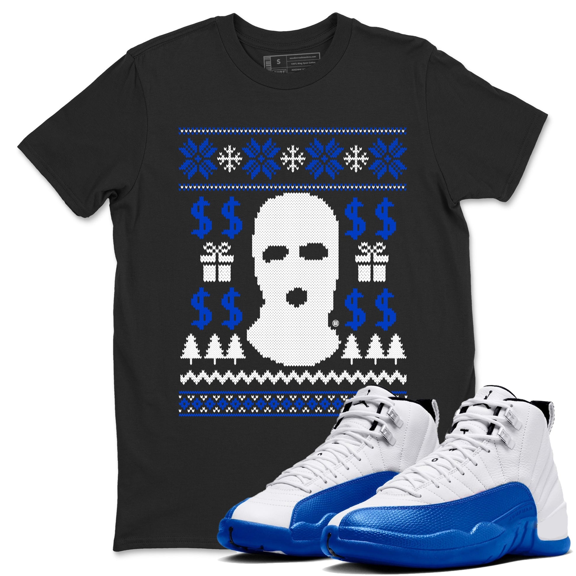 12s Blueberry shirts to match jordans Gangster Ugly Sweater sneaker match tees Air Jordan 12 Blueberry match shoes to clothes SNRT Sneaker Tees unisex cotton Black 1 shirts