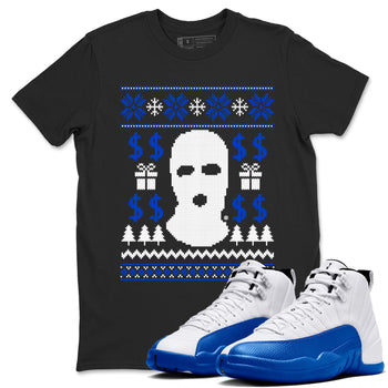 12s Blueberry shirts to match jordans Gangster Ugly Sweater sneaker match tees Air Jordan 12 Blueberry match shoes to clothes SNRT Sneaker Tees unisex cotton Black 1 shirts