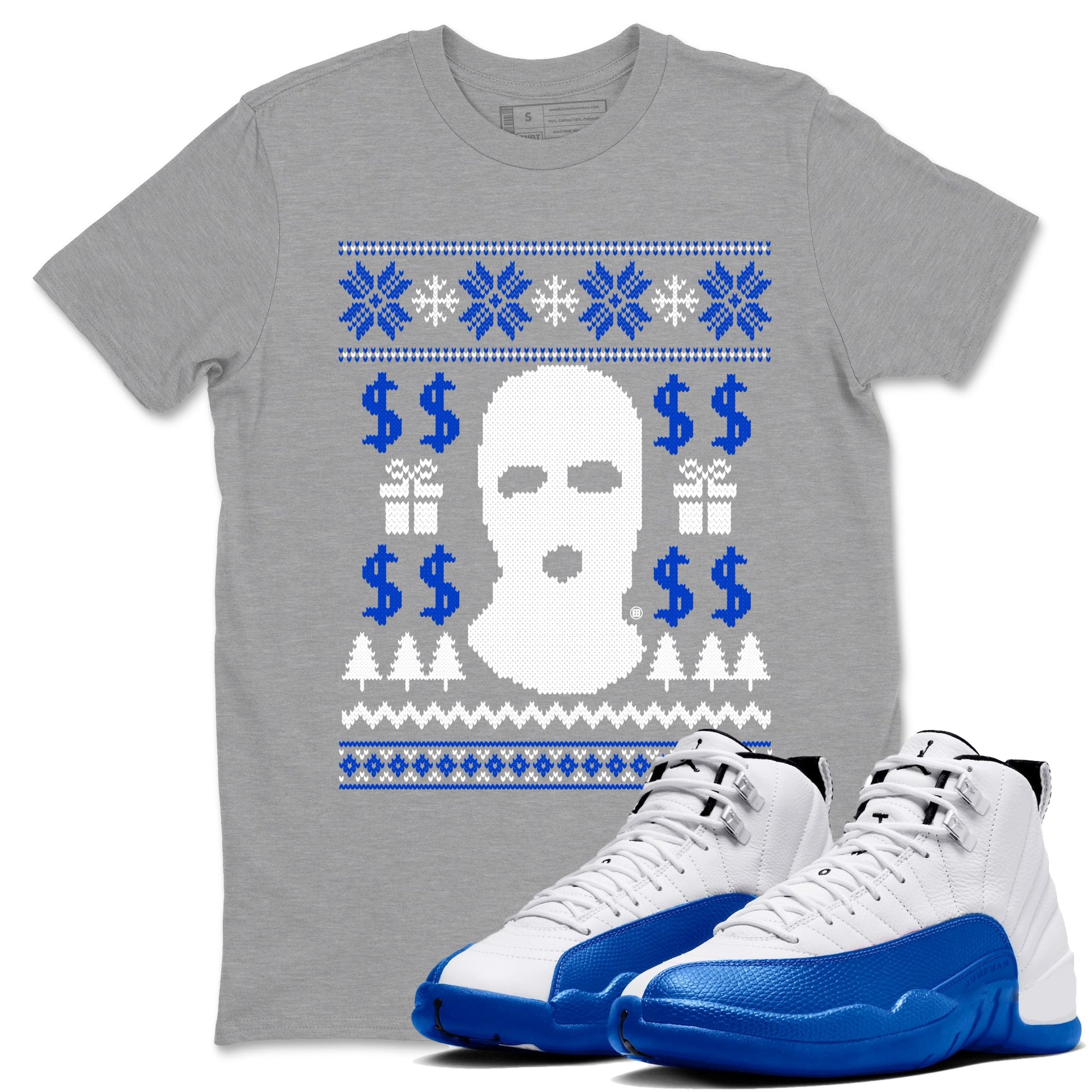 12s Blueberry shirts to match jordans Gangster Ugly Sweater sneaker match tees Air Jordan 12 Blueberry match shoes to clothes SNRT Sneaker Tees unisex cotton Heather Grey 1 shirts