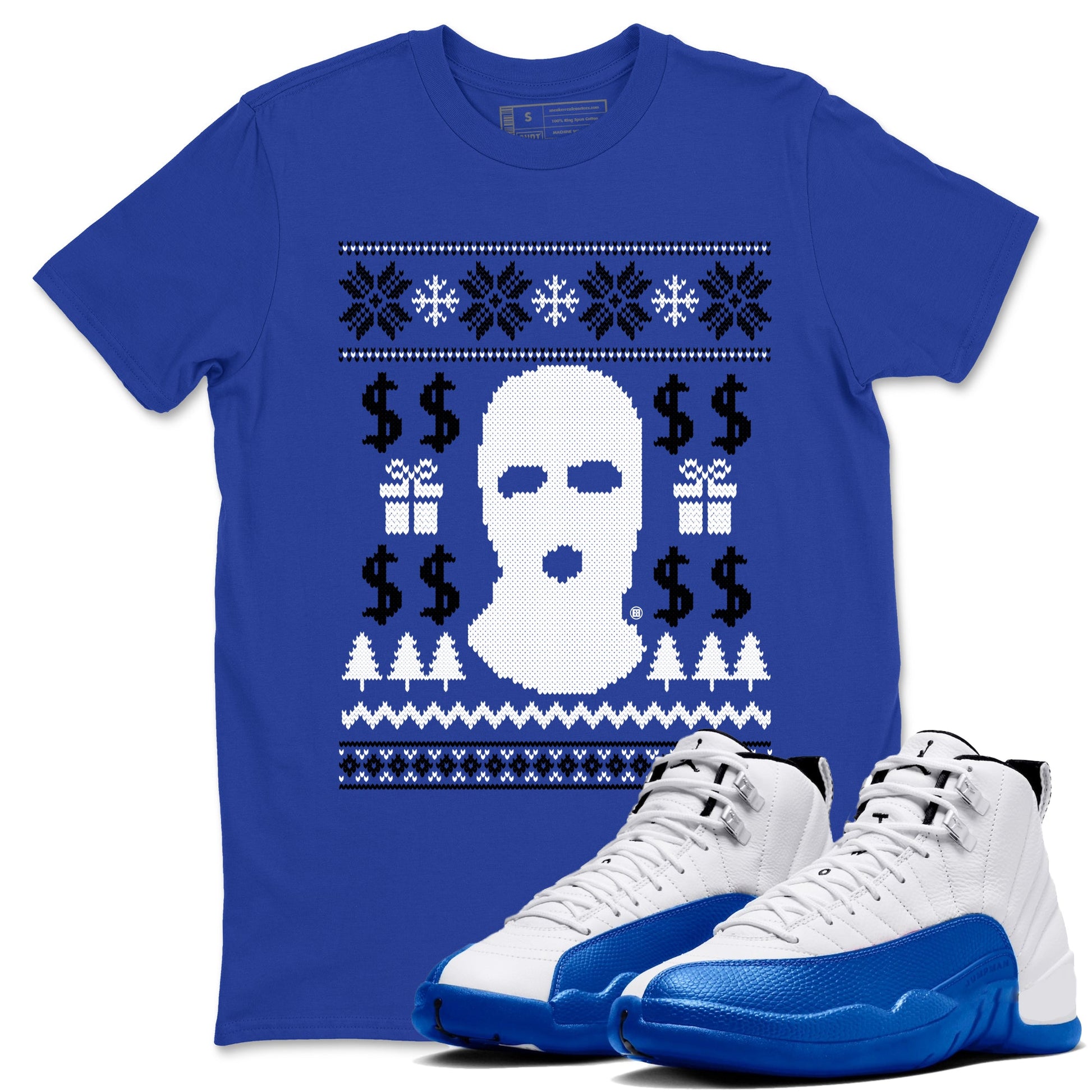 12s Blueberry shirts to match jordans Gangster Ugly Sweater sneaker match tees Air Jordan 12 Blueberry match shoes to clothes SNRT Sneaker Tees unisex cotton Royal Blue 1 shirts