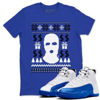 12s Blueberry shirts to match jordans Gangster Ugly Sweater sneaker match tees Air Jordan 12 Blueberry match shoes to clothes SNRT Sneaker Tees unisex cotton Royal Blue 1 shirts