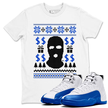 12s Blueberry shirts to match jordans Gangster Ugly Sweater sneaker match tees Air Jordan 12 Blueberry match shoes to clothes SNRT Sneaker Tees unisex cotton White 1 shirts