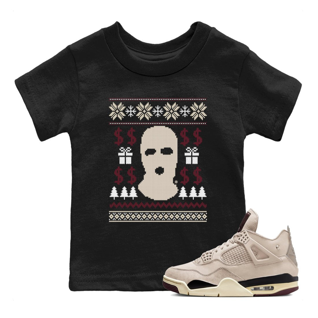 4s Retro A Ma Maniere x W.Y.W.S shirts to match jordans Gangster Ugly Sweater sneaker match tees Air Jordan 4 A Ma Maniere x Fossil Stone match shoes to clothes SNRT Sneaker Tees Youth Baby Black 1 tee