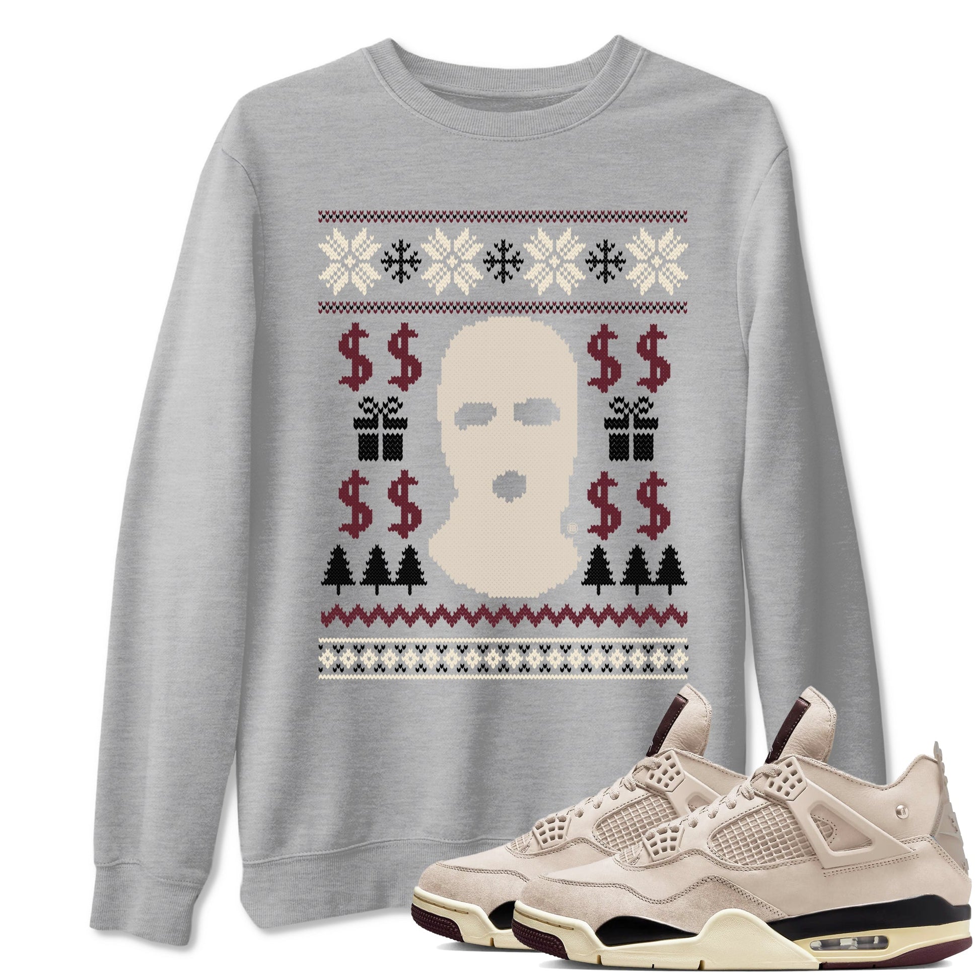 4s Retro A Ma Maniere x W.Y.W.S shirts to match jordans Gangster Ugly Sweater sneaker match tees Air Jordan 4 A Ma Maniere x Fossil Stone match shoes to clothes SNRT Sneaker Tees unisex cotton Heather Grey 1 shirts