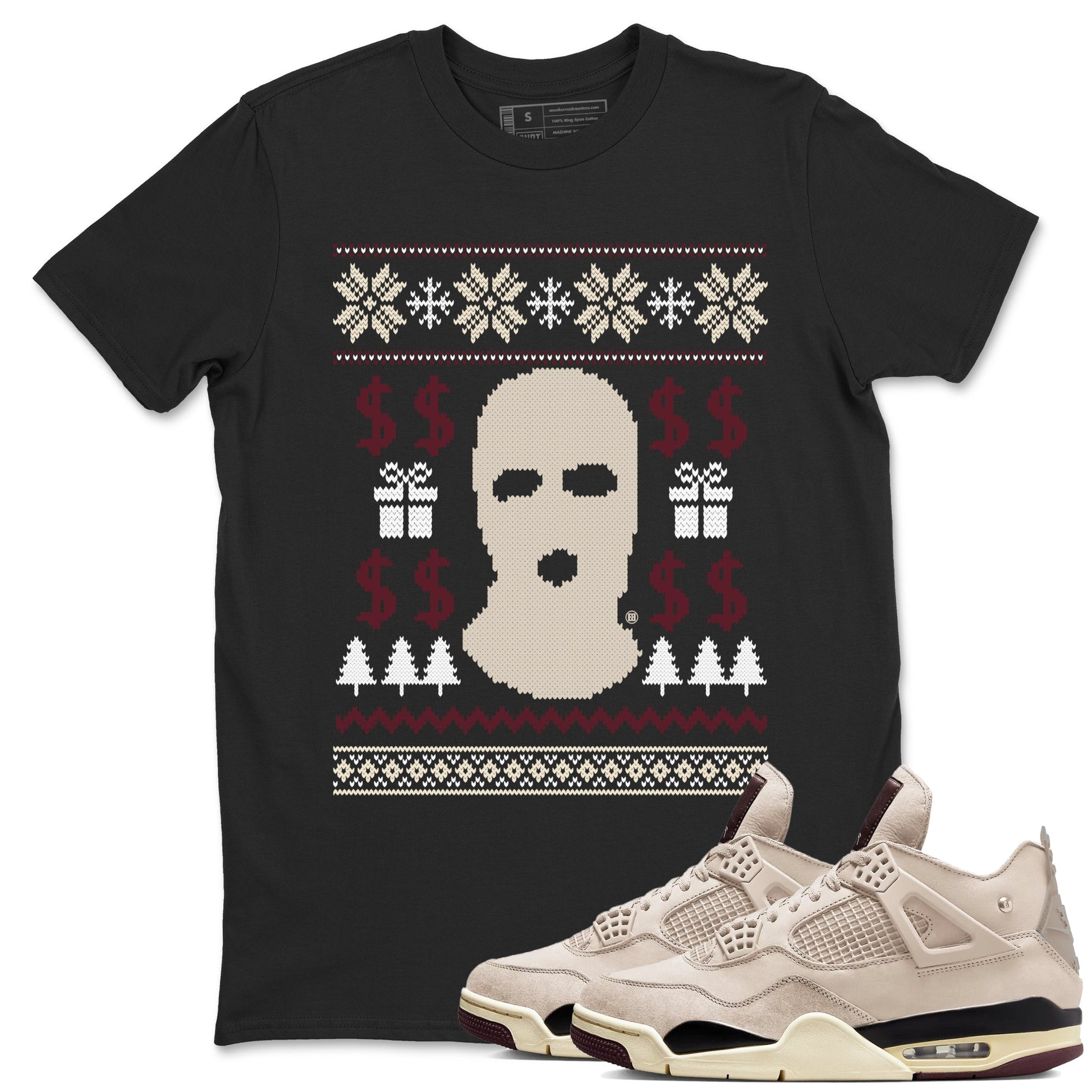 4s Retro A Ma Maniere x W.Y.W.S shirts to match jordans Gangster Ugly Sweater sneaker match tees Air Jordan 4 A Ma Maniere x Fossil Stone match shoes to clothes SNRT Sneaker Tees unisex cotton Black 1 shirts