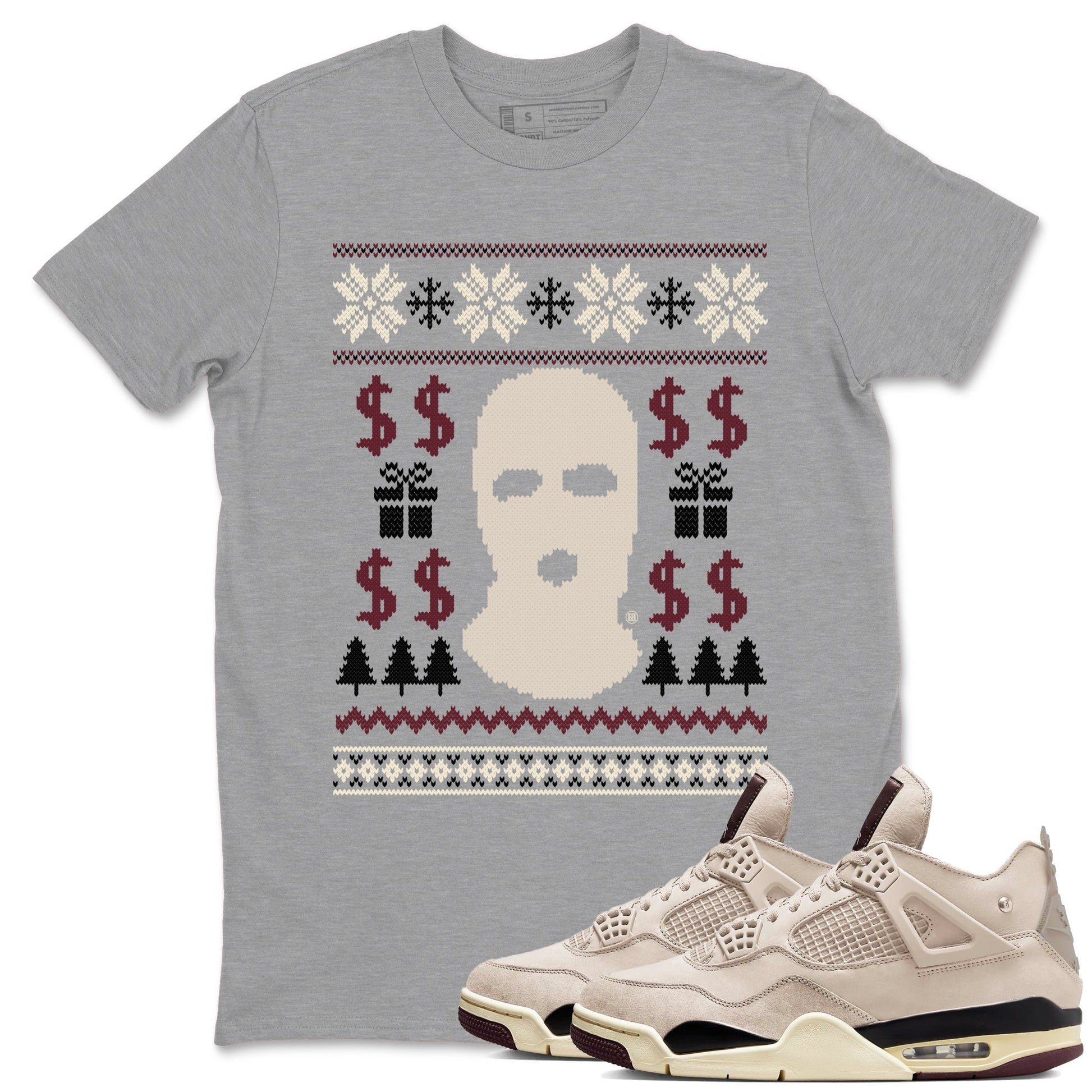 4s Retro A Ma Maniere x W.Y.W.S shirts to match jordans Gangster Ugly Sweater sneaker match tees Air Jordan 4 A Ma Maniere x Fossil Stone match shoes to clothes SNRT Sneaker Tees unisex cotton Heather Grey 1 shirts