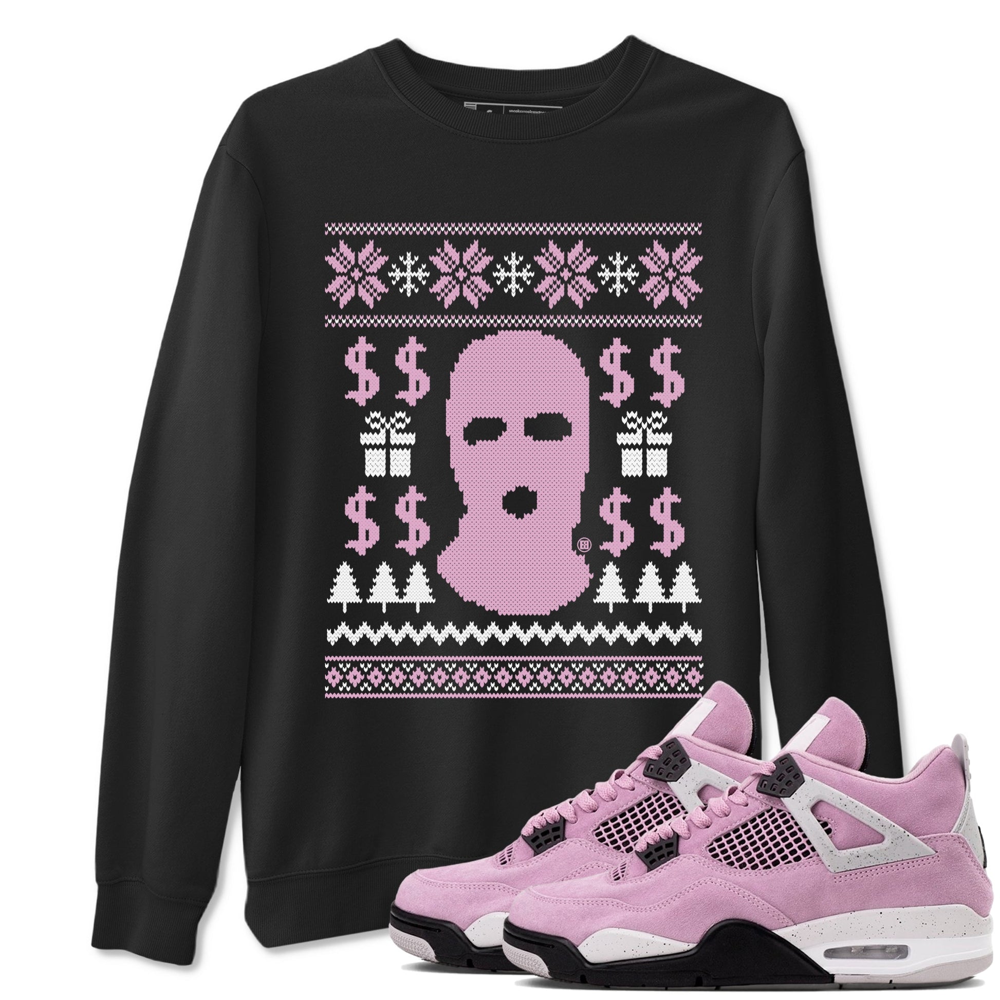 4s Retro Orchid shirts to match jordans Gangster Ugly Sweater sneaker match tees Air Jordan 4 WMNS Orchid match shoes to clothes SNRT Sneaker Tees unisex cotton Black 1 shirts