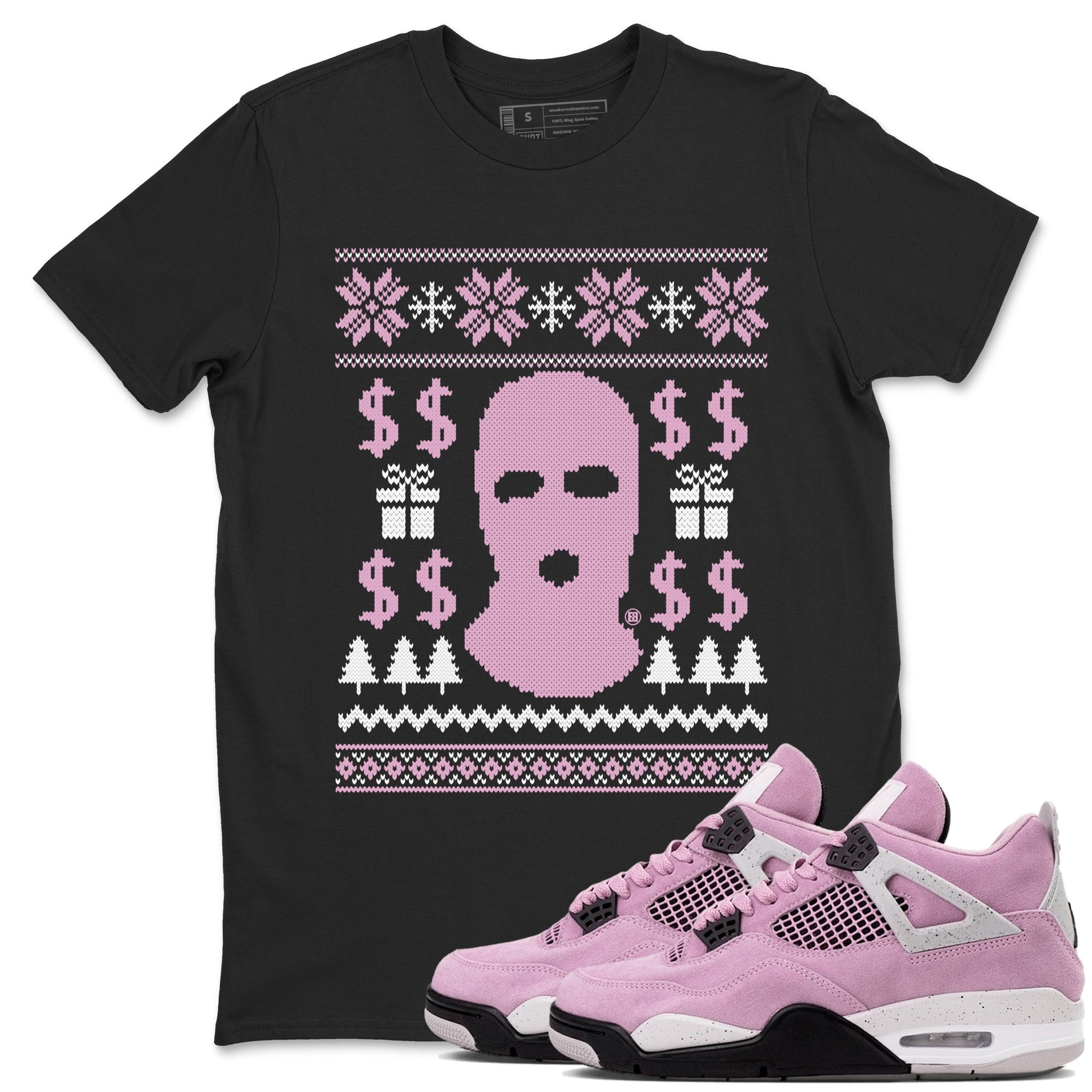 4s Retro Orchid shirts to match jordans Gangster Ugly Sweater sneaker match tees Air Jordan 4 WMNS Orchid match shoes to clothes SNRT Sneaker Tees unisex cotton Black 1 shirts