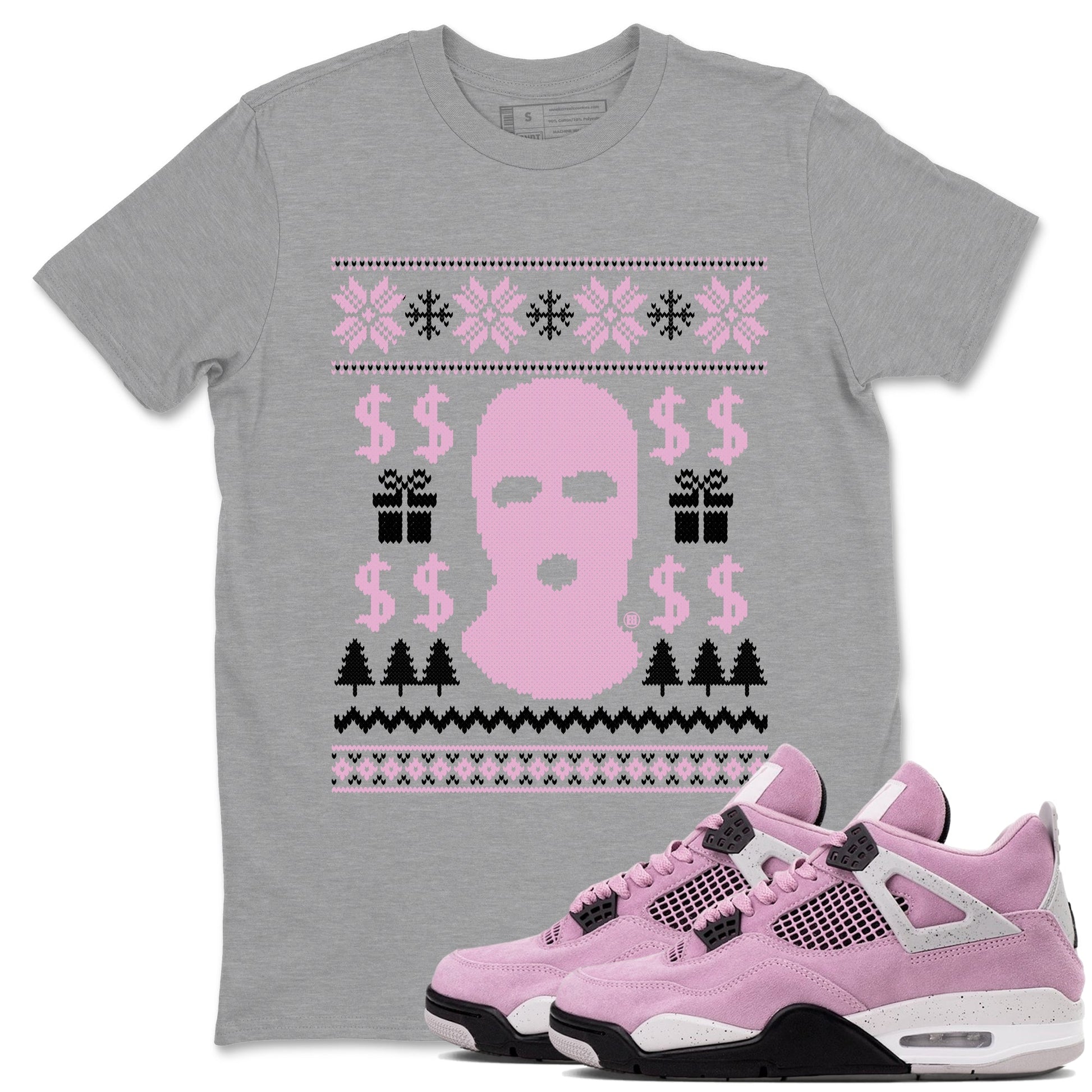 4s Retro Orchid shirts to match jordans Gangster Ugly Sweater sneaker match tees Air Jordan 4 WMNS Orchid match shoes to clothes SNRT Sneaker Tees unisex cotton Heather Grey 1 shirts