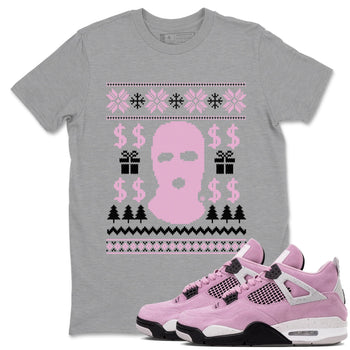 4s Retro Orchid shirts to match jordans Gangster Ugly Sweater sneaker match tees Air Jordan 4 WMNS Orchid match shoes to clothes SNRT Sneaker Tees unisex cotton Heather Grey 1 shirts