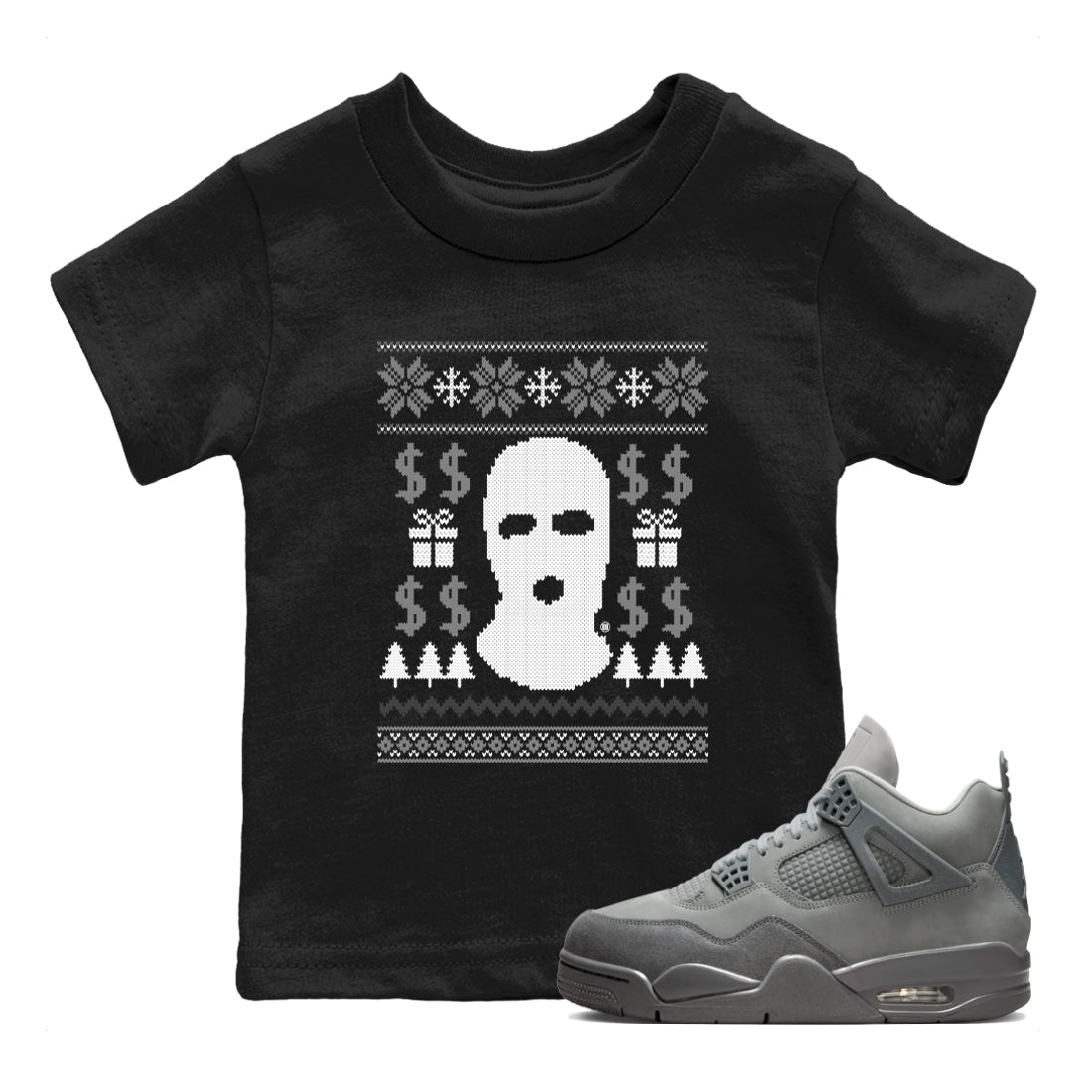 4s Wet Cement shirts to match jordans Gangster Ugly Sweater sneaker match tees Air Jordan 4 Retro SE Wet Cement match shoes to clothes SNRT Sneaker Tees Youth Baby Black 1 tee