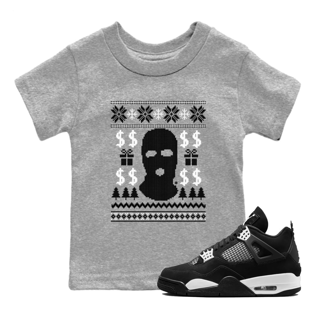 4s White Thunder shirts to match jordans Gangster Ugly Sweater sneaker match tees Air Jordan 4 Retro White Thunder match shoes to clothes SNRT Sneaker Tees Youth Baby Heather Grey 1 tee