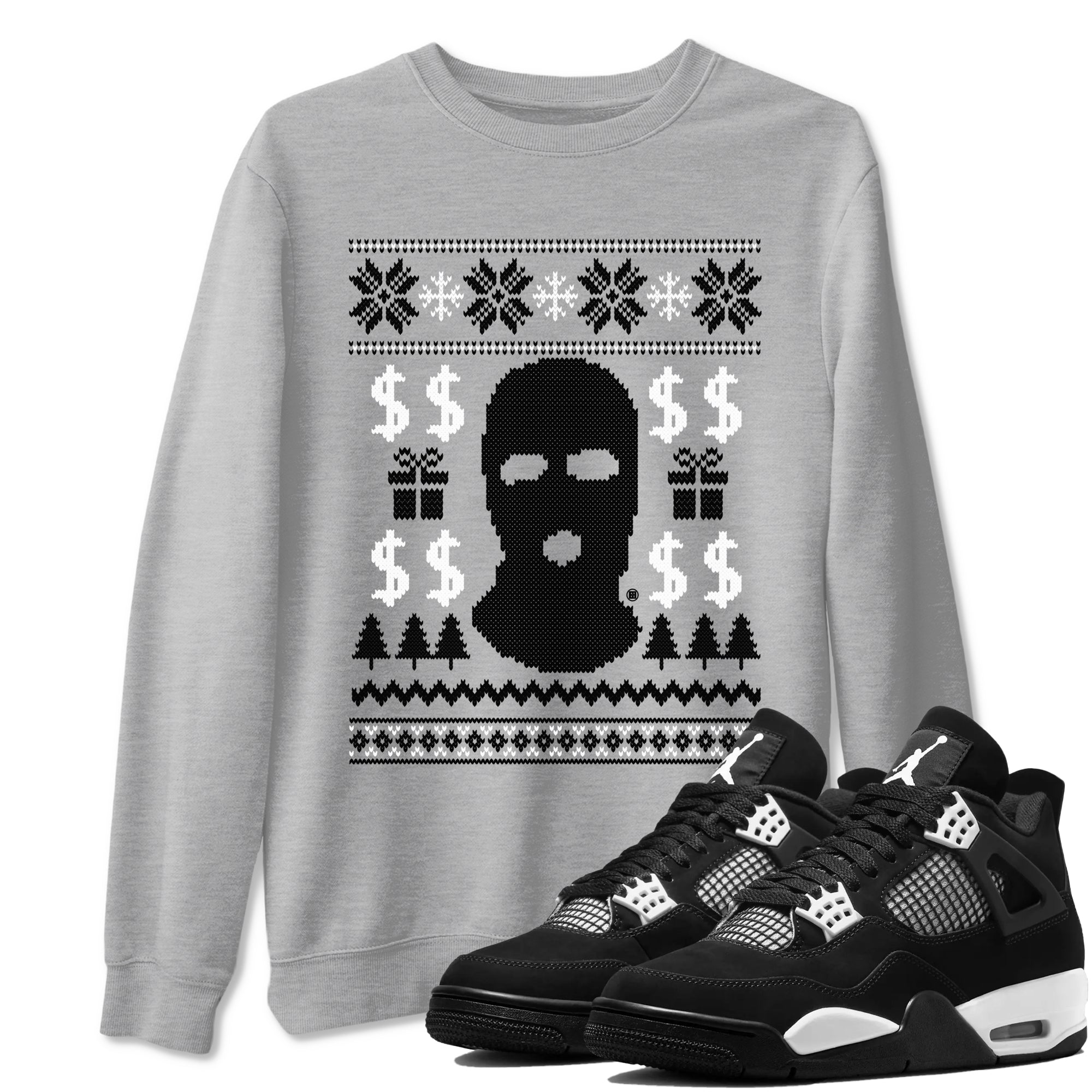 4s White Thunder shirts to match jordans Gangster Ugly Sweater sneaker match tees Air Jordan 4 Retro White Thunder match shoes to clothes SNRT Sneaker Tees unisex cotton Heather Grey 1 shirts