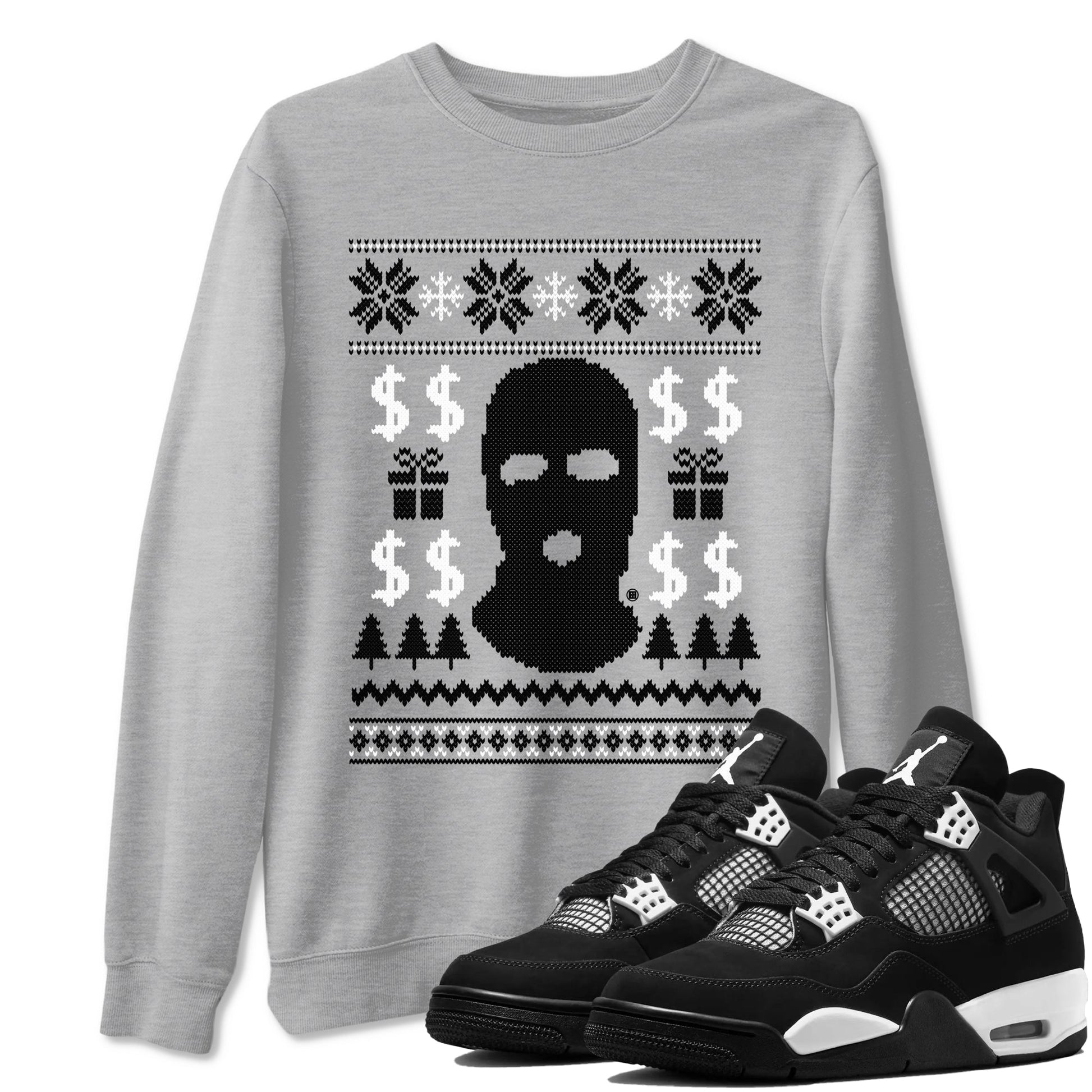 4s White Thunder shirts to match jordans Gangster Ugly Sweater sneaker match tees Air Jordan 4 Retro White Thunder match shoes to clothes SNRT Sneaker Tees unisex cotton Heather Grey 1 shirts