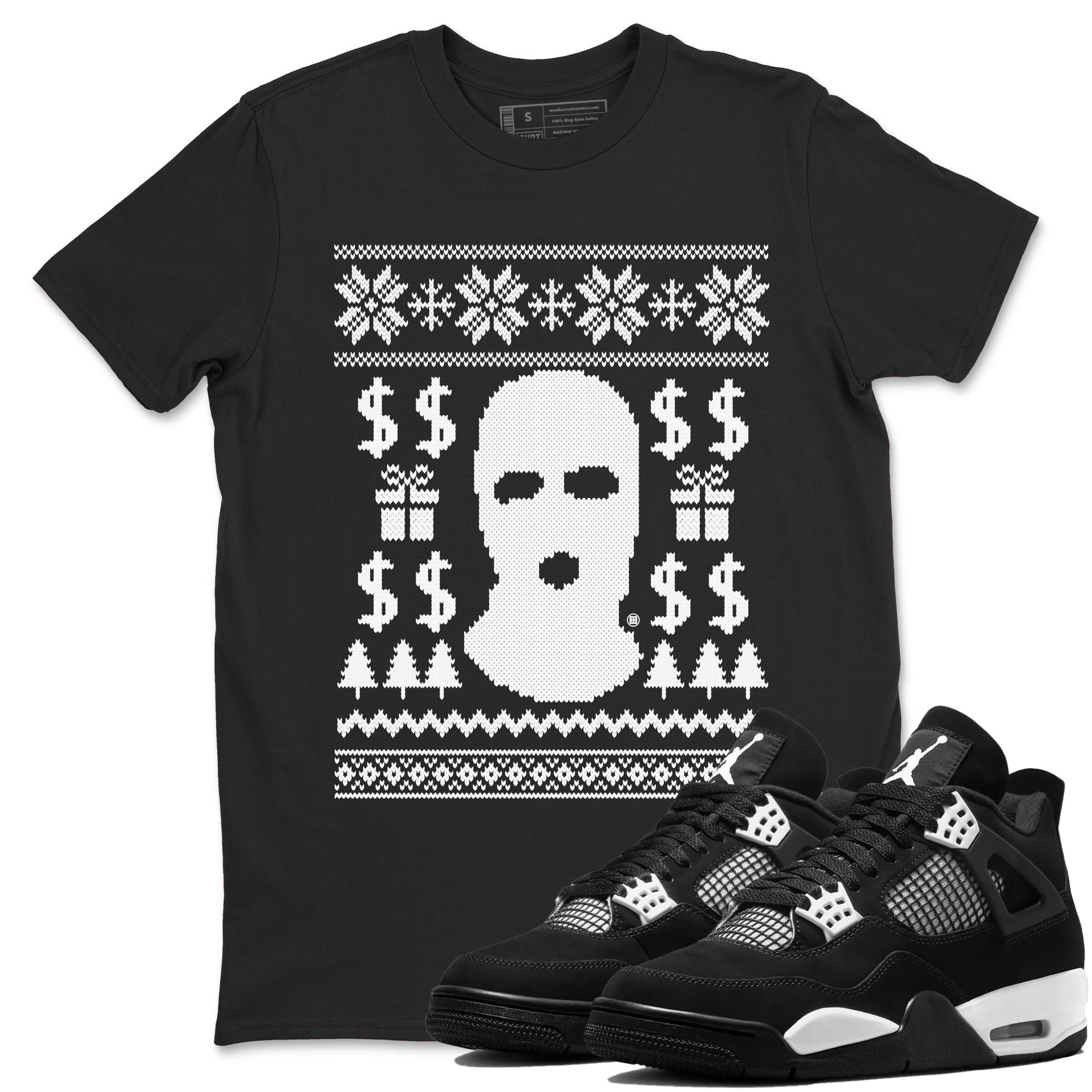 4s White Thunder shirts to match jordans Gangster Ugly Sweater sneaker match tees Air Jordan 4 Retro White Thunder match shoes to clothes SNRT Sneaker Tees unisex cotton Black 1 shirts