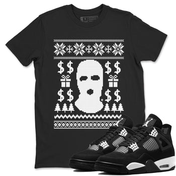 4s White Thunder shirts to match jordans Gangster Ugly Sweater sneaker match tees Air Jordan 4 Retro White Thunder match shoes to clothes SNRT Sneaker Tees unisex cotton Black 1 shirts