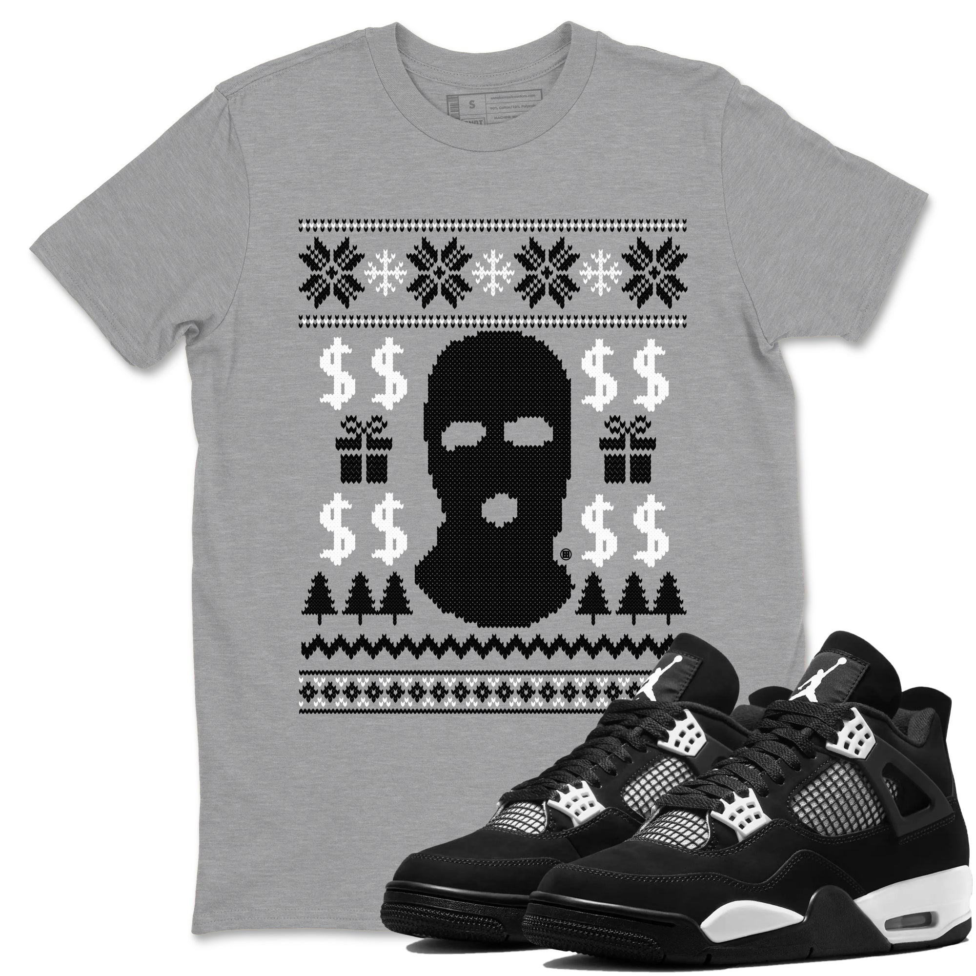 4s White Thunder shirts to match jordans Gangster Ugly Sweater sneaker match tees Air Jordan 4 Retro White Thunder match shoes to clothes SNRT Sneaker Tees unisex cotton Heather Grey 1 shirts