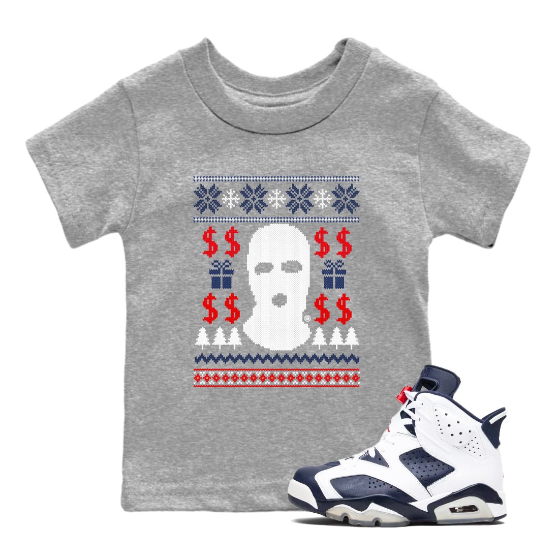 6s White And Midnight Navy shirts to match jordans Gangster Ugly Sweater sneaker match tees Air Jordan 6 Retro White And Midnight Navy match shoes to clothes SNRT Sneaker Tees Youth Baby Heather Grey 1 tee