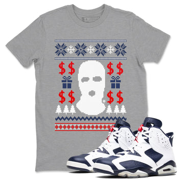 6s White And Midnight Navy shirts to match jordans Gangster Ugly Sweater sneaker match tees Air Jordan 6 Retro White And Midnight Navy match shoes to clothes SNRT Sneaker Tees unisex cotton Heather Grey 1 shirts