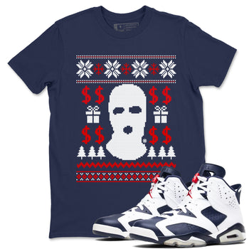 6s White And Midnight Navy shirts to match jordans Gangster Ugly Sweater sneaker match tees Air Jordan 6 Retro White And Midnight Navy match shoes to clothes SNRT Sneaker Tees unisex cotton Navy 1 shirts