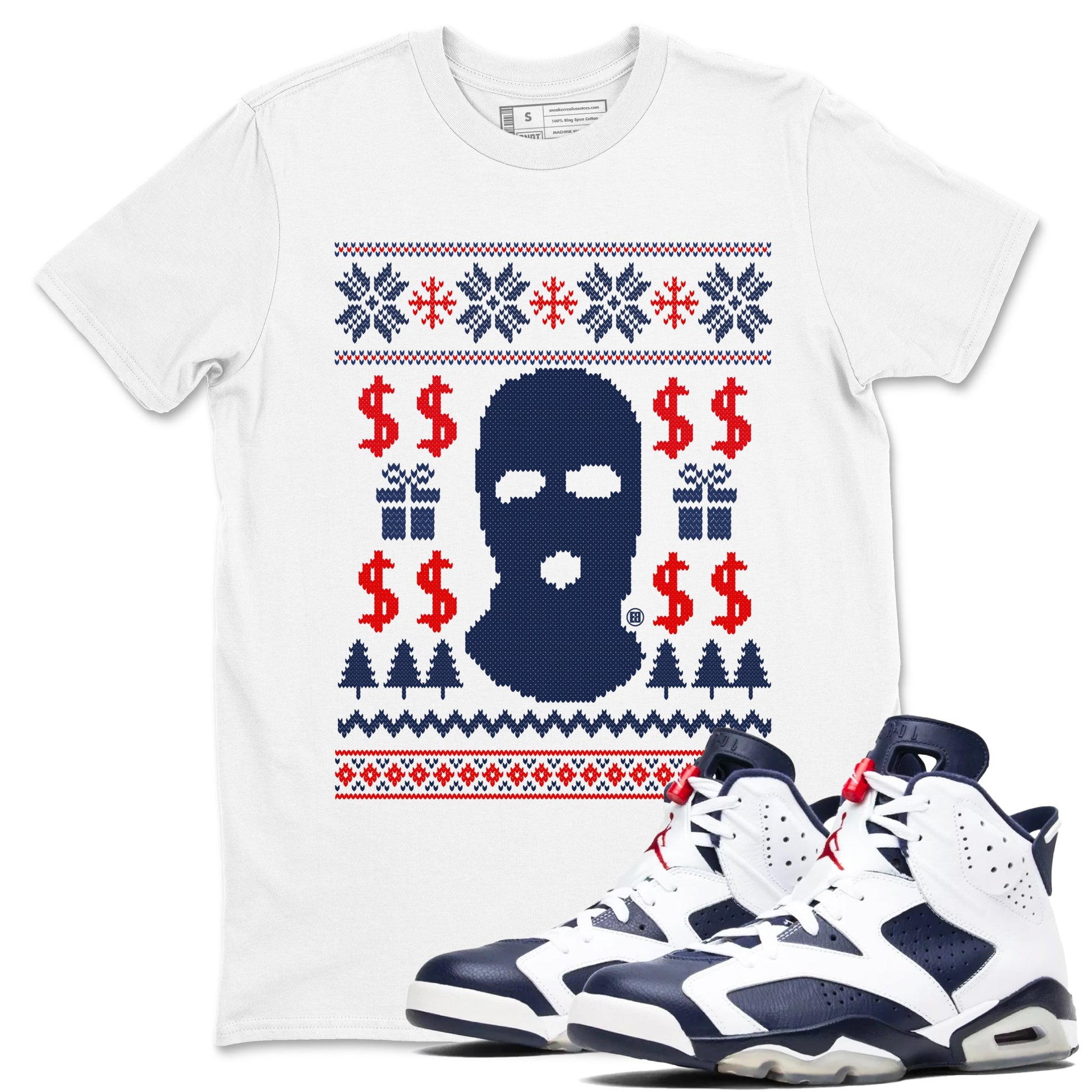 6s White And Midnight Navy shirts to match jordans Gangster Ugly Sweater sneaker match tees Air Jordan 6 Retro White And Midnight Navy match shoes to clothes SNRT Sneaker Tees unisex cotton White 1 shirts