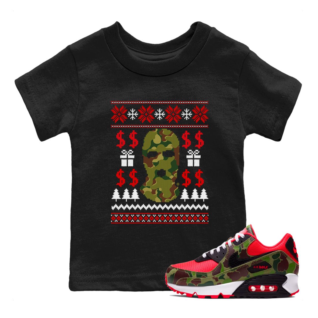 Air Max 90 sp Reverse Duck Camo shirts to match jordans Gangster Ugly Sweater sneaker match tees Air Max 90 Reverse Duck Camo match shoes to clothes SNRT Sneaker Tees Youth Baby Black 1 tee