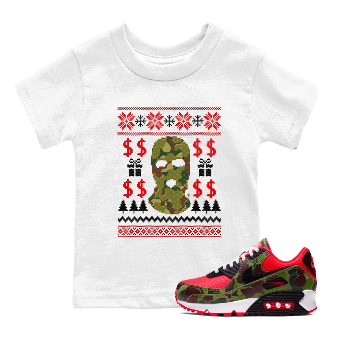 Air Max 90 sp Reverse Duck Camo shirts to match jordans Gangster Ugly Sweater sneaker match tees Air Max 90 Reverse Duck Camo match shoes to clothes SNRT Sneaker Tees Youth Baby White 1 tee