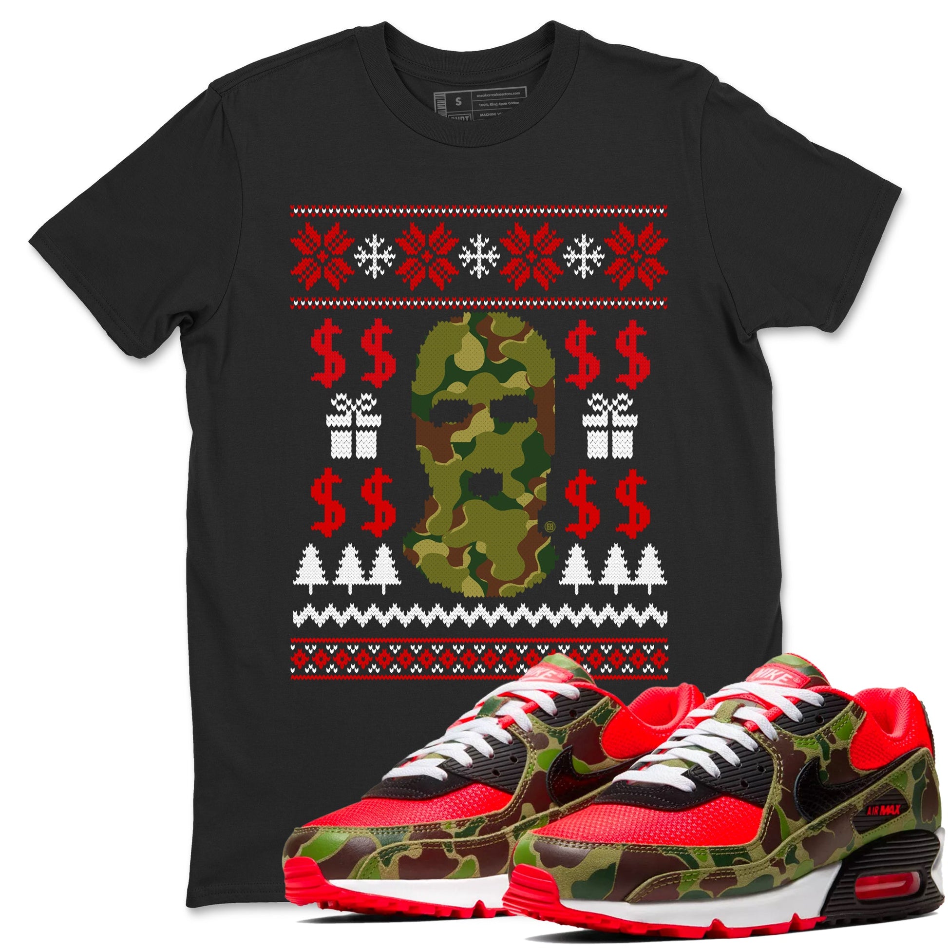 Air Max 90 sp Reverse Duck Camo shirts to match jordans Gangster Ugly Sweater sneaker match tees Air Max 90 Reverse Duck Camo match shoes to clothes SNRT Sneaker Tees unisex cotton Black 1 shirts