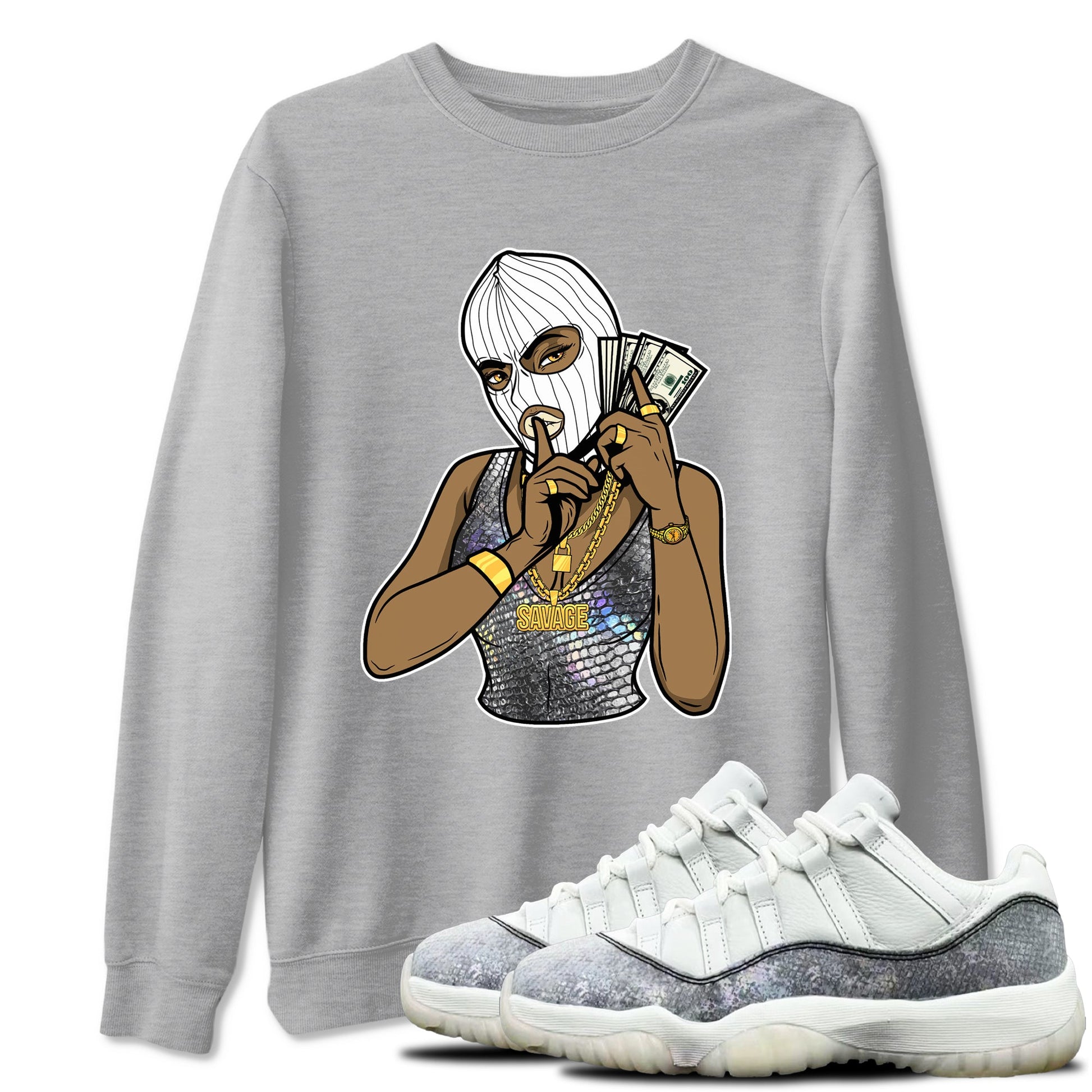 Jordan 11 Low Snake shirts to match jordans Gangster Women sneaker match tees Air Jordan 11 Year Of The Snake best t shirts to wear with jordans SNRT Sneaker Tees unisex cotton Heather Grey 1 shirts