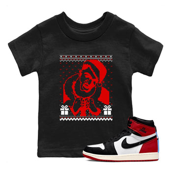 1s Black Toe Reimagined shirts to match jordans X Mas Gift Christmas Gangster Wrapper sneaker match tees Air Jordan 1 High OG Black Toe Reimagined match shoes to clothes SNRT Sneaker Tees Youth Baby Black 1 tee