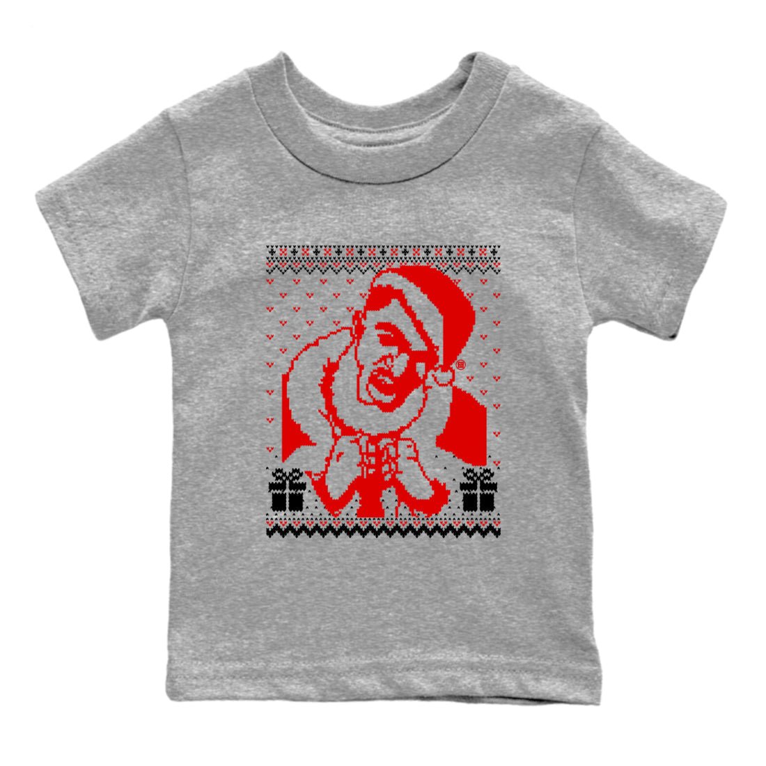 1s Black Toe Reimagined shirts to match jordans X Mas Gift Christmas Gangster Wrapper sneaker match tees Air Jordan 1 High OG Black Toe Reimagined match shoes to clothes SNRT Sneaker Tees Youth Baby Heather Grey 2 tee
