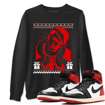 1s Black Toe Reimagined shirts to match jordans X Mas Gift Christmas Gangster Wrapper sneaker match tees Air Jordan 1 High OG Black Toe Reimagined match shoes to clothes SNRT Sneaker Tees unisex cotton Black 1 shirts