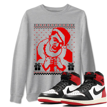 1s Black Toe Reimagined shirts to match jordans X Mas Gift Christmas Gangster Wrapper sneaker match tees Air Jordan 1 High OG Black Toe Reimagined match shoes to clothes SNRT Sneaker Tees unisex cotton Heather Grey 1 shirts