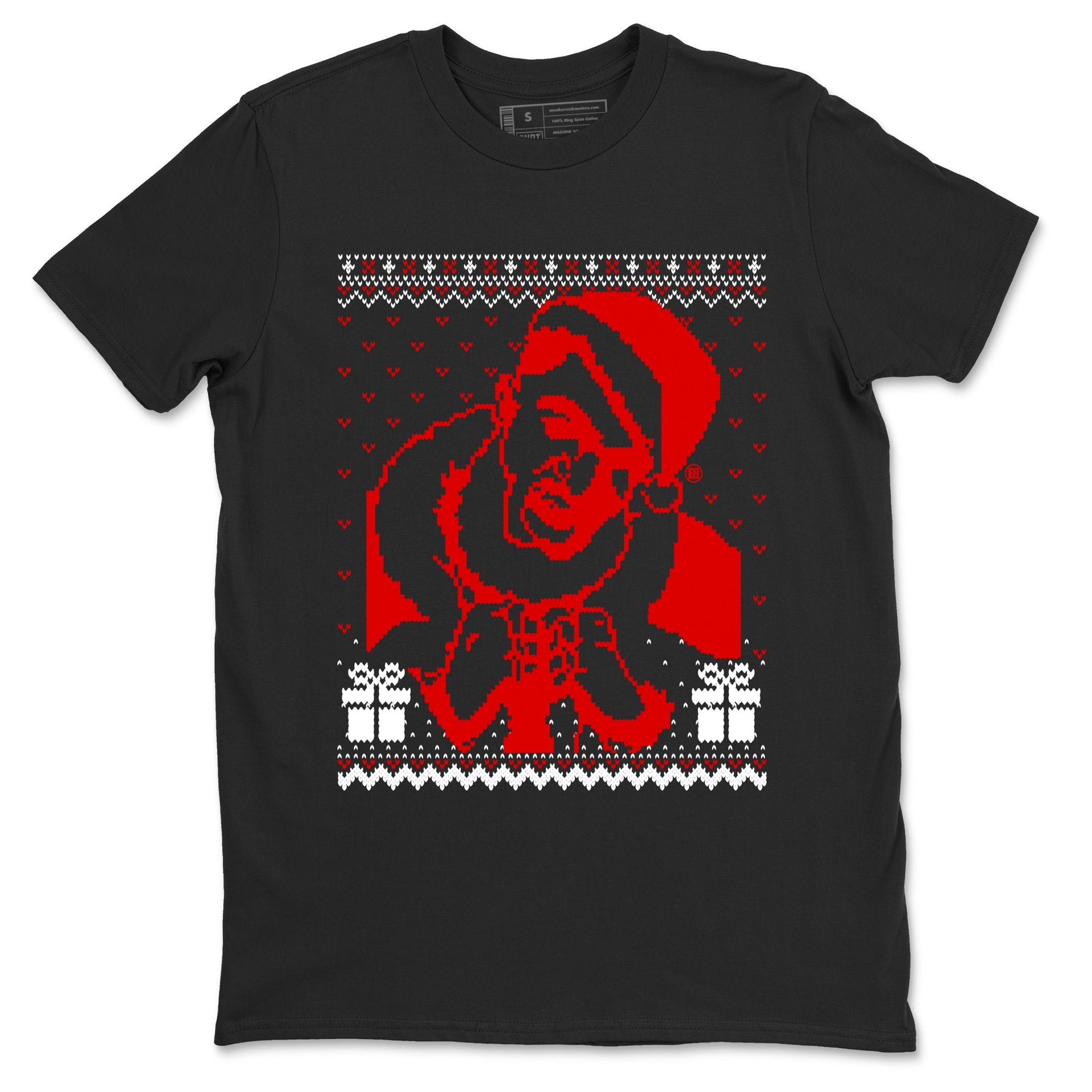 1s Black Toe Reimagined shirts to match jordans X Mas Gift Christmas Gangster Wrapper sneaker match tees Air Jordan 1 High OG Black Toe Reimagined match shoes to clothes SNRT Sneaker Tees unisex cotton Black 2 shirts