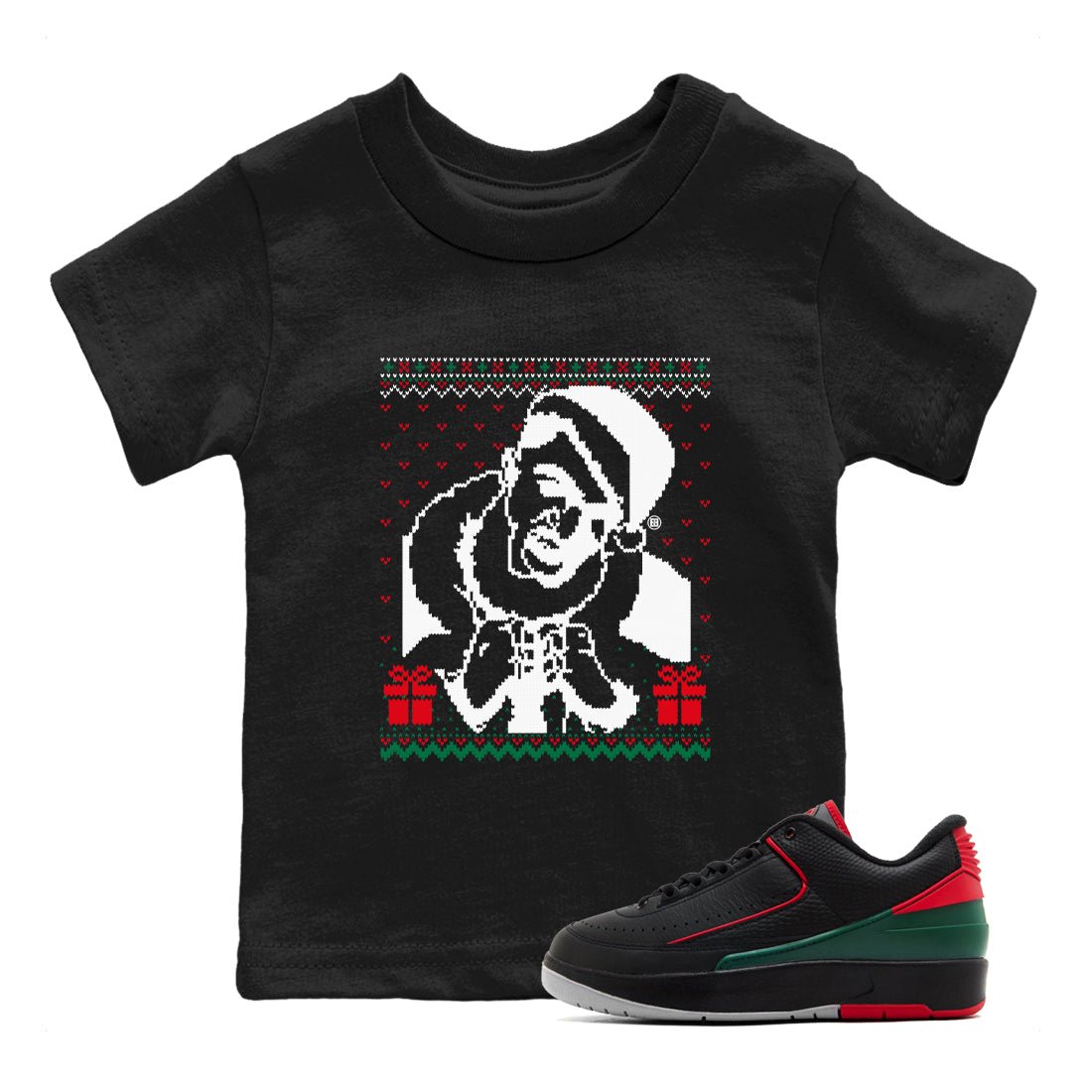 2s Christmas shirts to match jordans X Mas Gift Christmas Gangster Wrapper sneaker match tees Air Jordan 2 Retro Christmas match shoes to clothes SNRT Sneaker Tees Youth Baby Black 1 tee