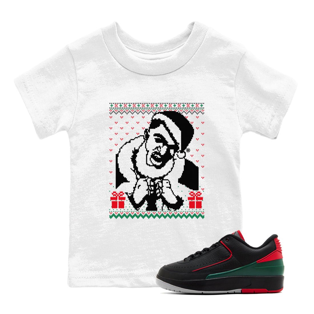 2s Christmas shirts to match jordans X Mas Gift Christmas Gangster Wrapper sneaker match tees Air Jordan 2 Retro Christmas match shoes to clothes SNRT Sneaker Tees Youth Baby White 1 tee