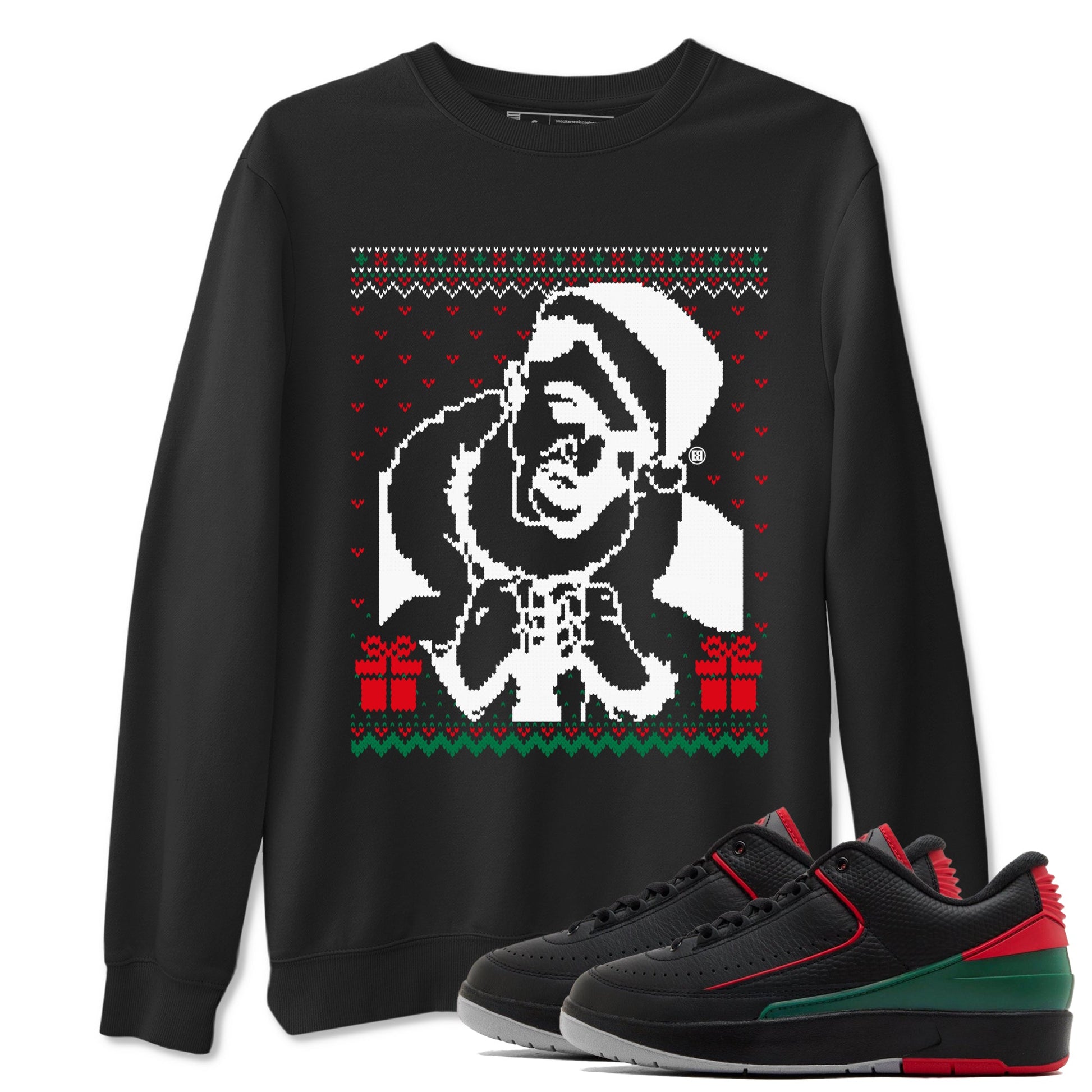 2s Christmas shirts to match jordans X Mas Gift Christmas Gangster Wrapper sneaker match tees Air Jordan 2 Retro Christmas match shoes to clothes SNRT Sneaker Tees unisex cotton Black 1 shirts