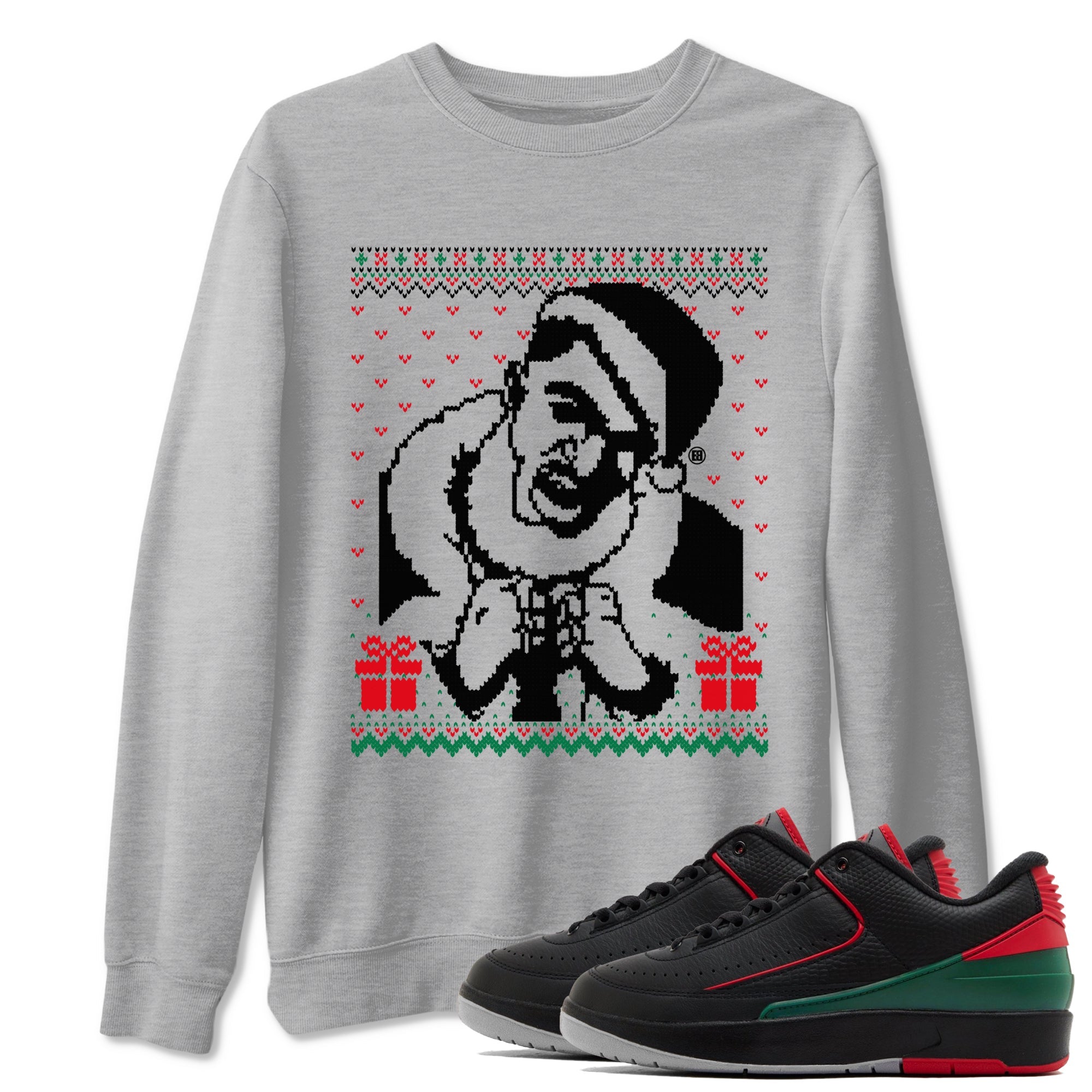2s Christmas shirts to match jordans X Mas Gift Christmas Gangster Wrapper sneaker match tees Air Jordan 2 Retro Christmas match shoes to clothes SNRT Sneaker Tees unisex cotton Heather Grey 1 shirts