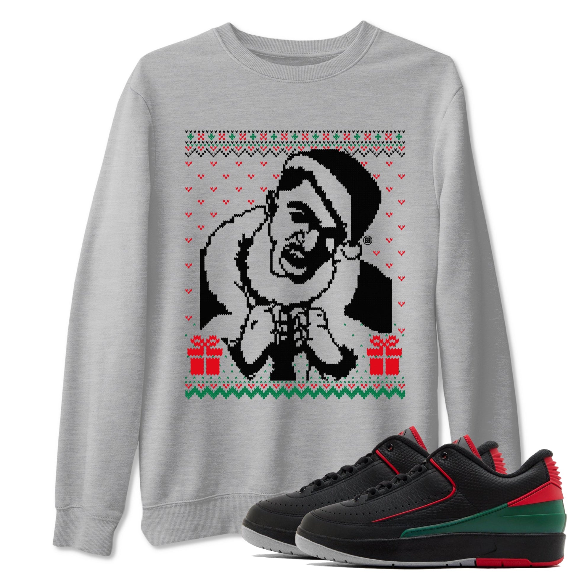 2s Christmas shirts to match jordans X Mas Gift Christmas Gangster Wrapper sneaker match tees Air Jordan 2 Retro Christmas match shoes to clothes SNRT Sneaker Tees unisex cotton Heather Grey 1 shirts