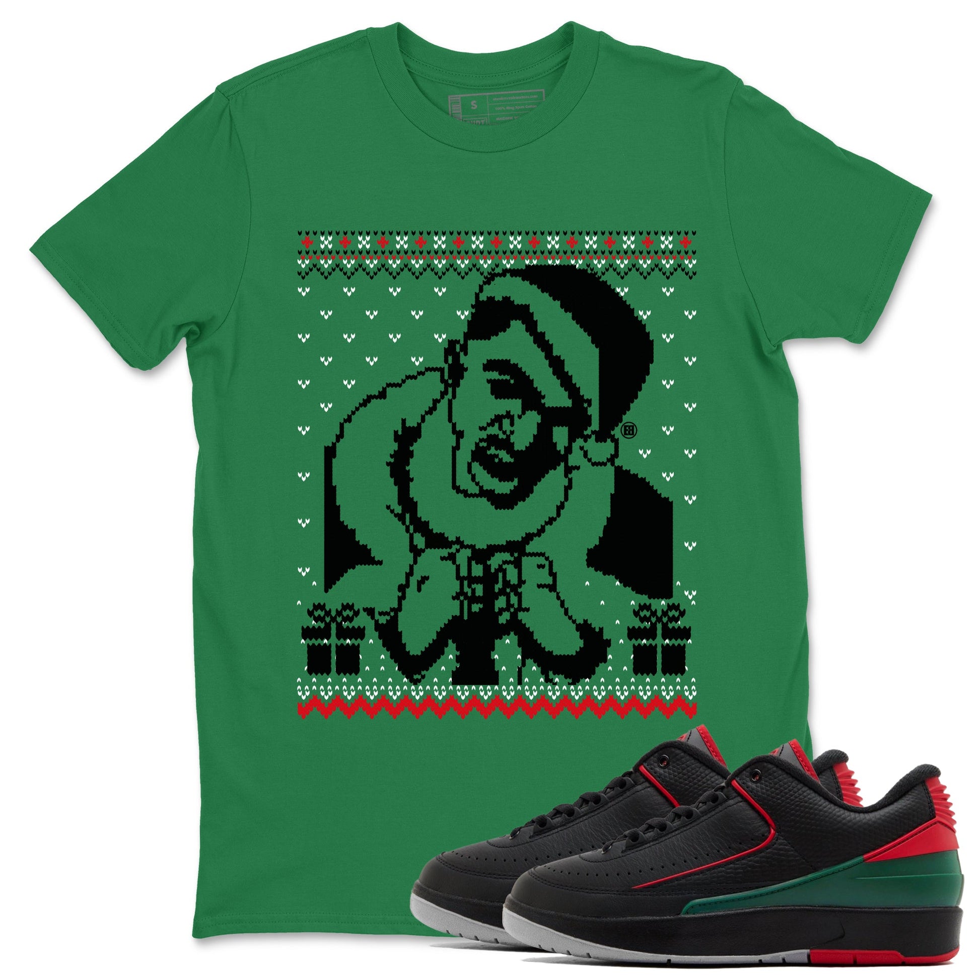 2s Christmas shirts to match jordans X Mas Gift Christmas Gangster Wrapper sneaker match tees Air Jordan 2 Retro Christmas match shoes to clothes SNRT Sneaker Tees unisex cotton Kelly Green 1 shirts