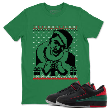 2s Christmas shirts to match jordans X Mas Gift Christmas Gangster Wrapper sneaker match tees Air Jordan 2 Retro Christmas match shoes to clothes SNRT Sneaker Tees unisex cotton Kelly Green 1 shirts