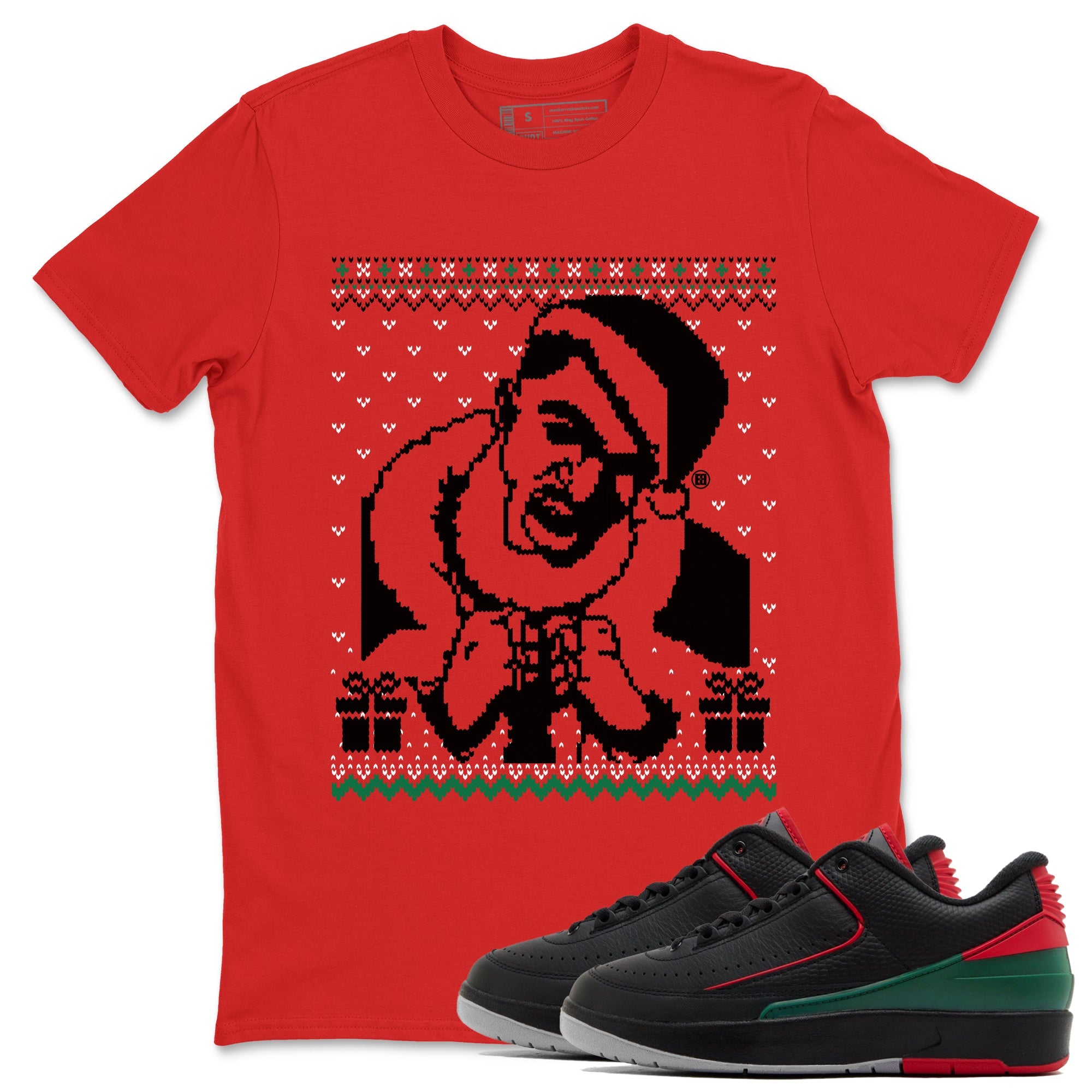 2s Christmas shirts to match jordans X Mas Gift Christmas Gangster Wrapper sneaker match tees Air Jordan 2 Retro Christmas match shoes to clothes SNRT Sneaker Tees unisex cotton Red 1 shirts