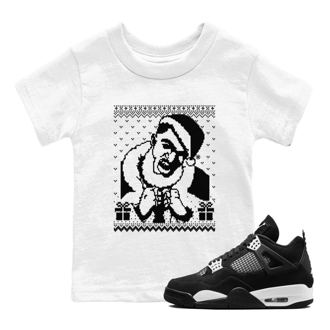 Gangster Wrapper SNRT Sneaker Tees Kids Air Jordan 4 White Thunder