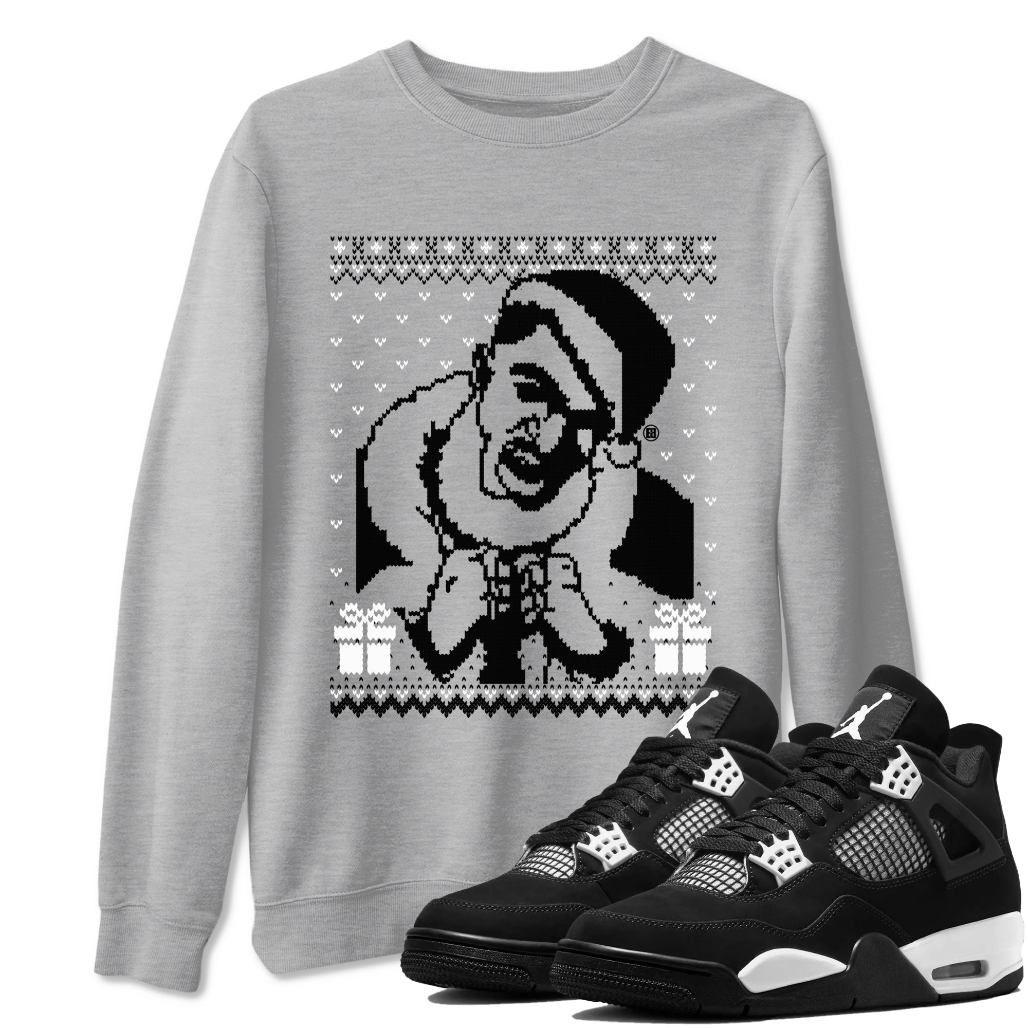 4s White Thunder shirts to match jordans X Mas Gift Christmas Gangster Wrapper sneaker match tees Air Jordan 4 Retro White Thunder match shoes to clothes SNRT Sneaker Tees unisex cotton Heather Grey 1 shirts