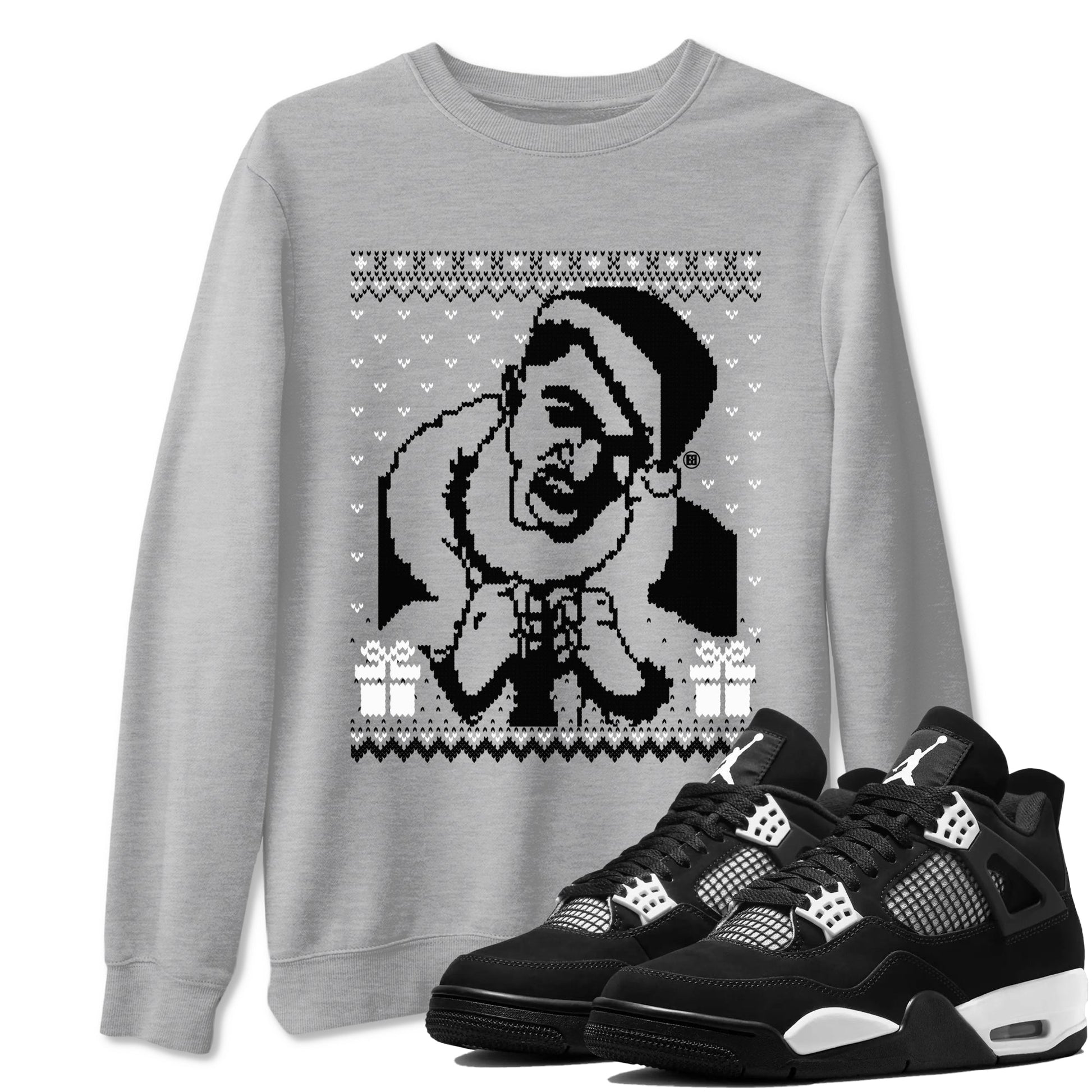4s White Thunder shirts to match jordans X Mas Gift Christmas Gangster Wrapper sneaker match tees Air Jordan 4 Retro White Thunder match shoes to clothes SNRT Sneaker Tees unisex cotton Heather Grey 1 shirts