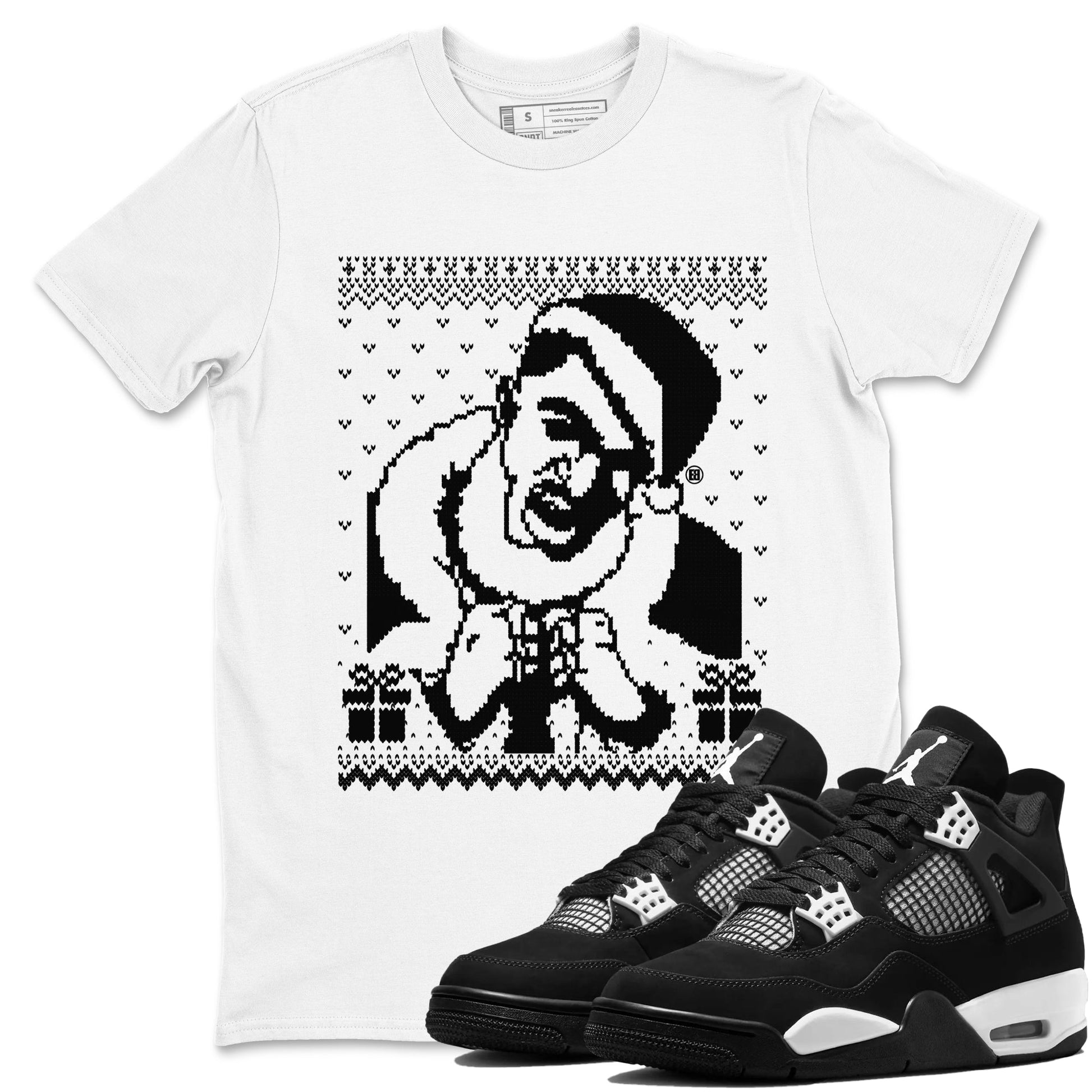 4s White Thunder shirts to match jordans X Mas Gift Christmas Gangster Wrapper sneaker match tees Air Jordan 4 Retro White Thunder match shoes to clothes SNRT Sneaker Tees unisex cotton White 1 shirts