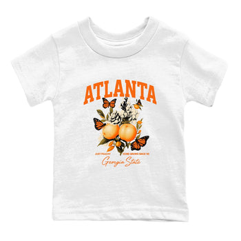 Georgia Peach baby and kids t-shirt crafted for little sneakerheads to shine with the Air Jordan 3 Starfish sneakers, displayed in White 2.
