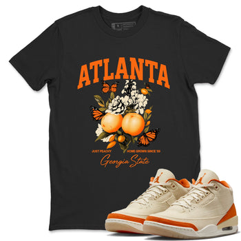 Georgia Peach sneaker match t-shirt styled to complete your fit with the Air Jordan 3 Starfish sneakers, shown in Black 1.